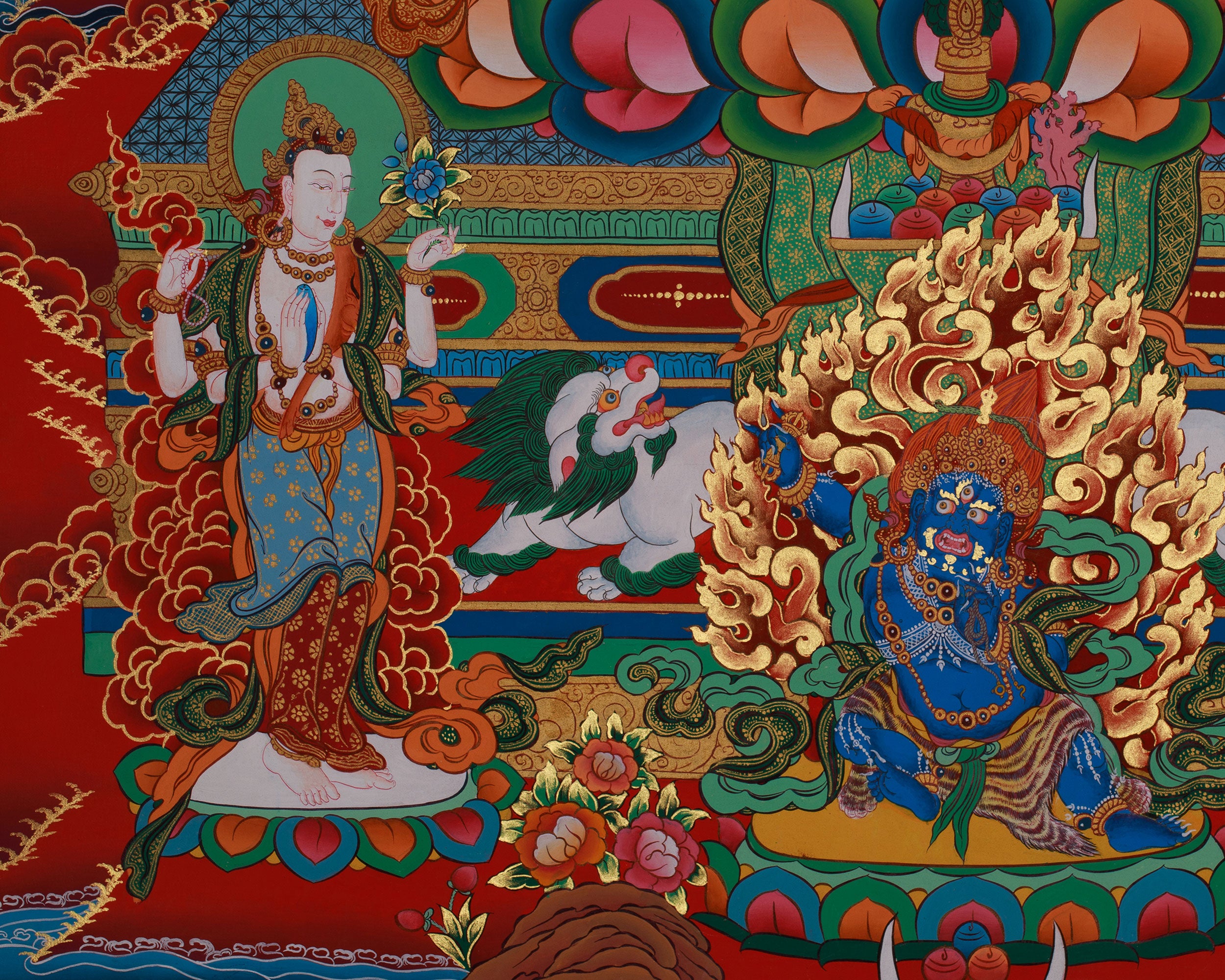 Tara with Buddhas and Bodhisattvas | White Tara Thangka for Healing, Wisdom & Longevity