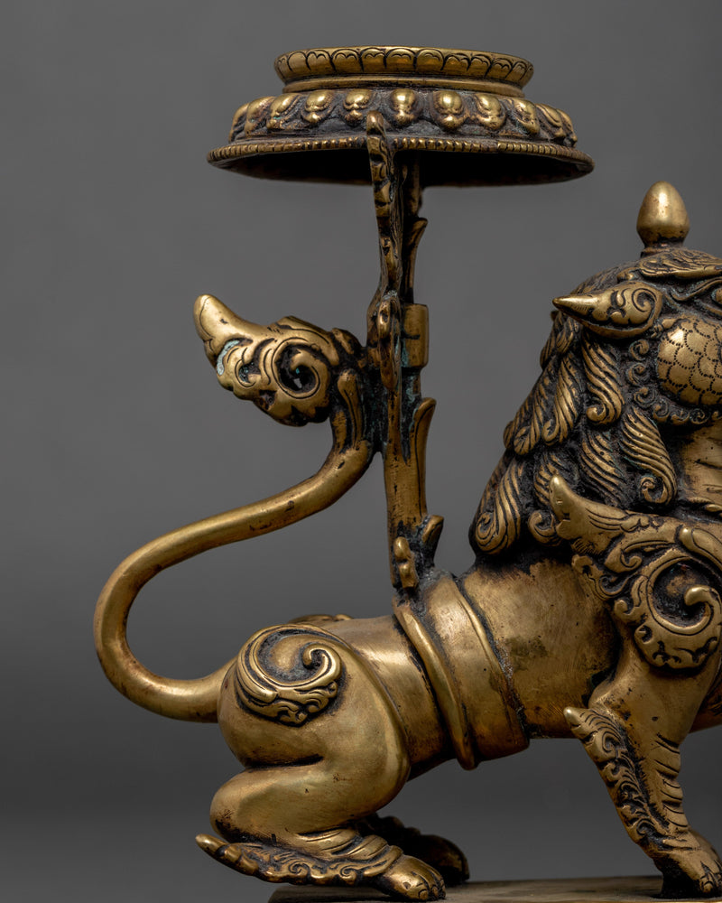 Dragon Brass Oil Lamp Set | Himalayan Vinatge Art Work