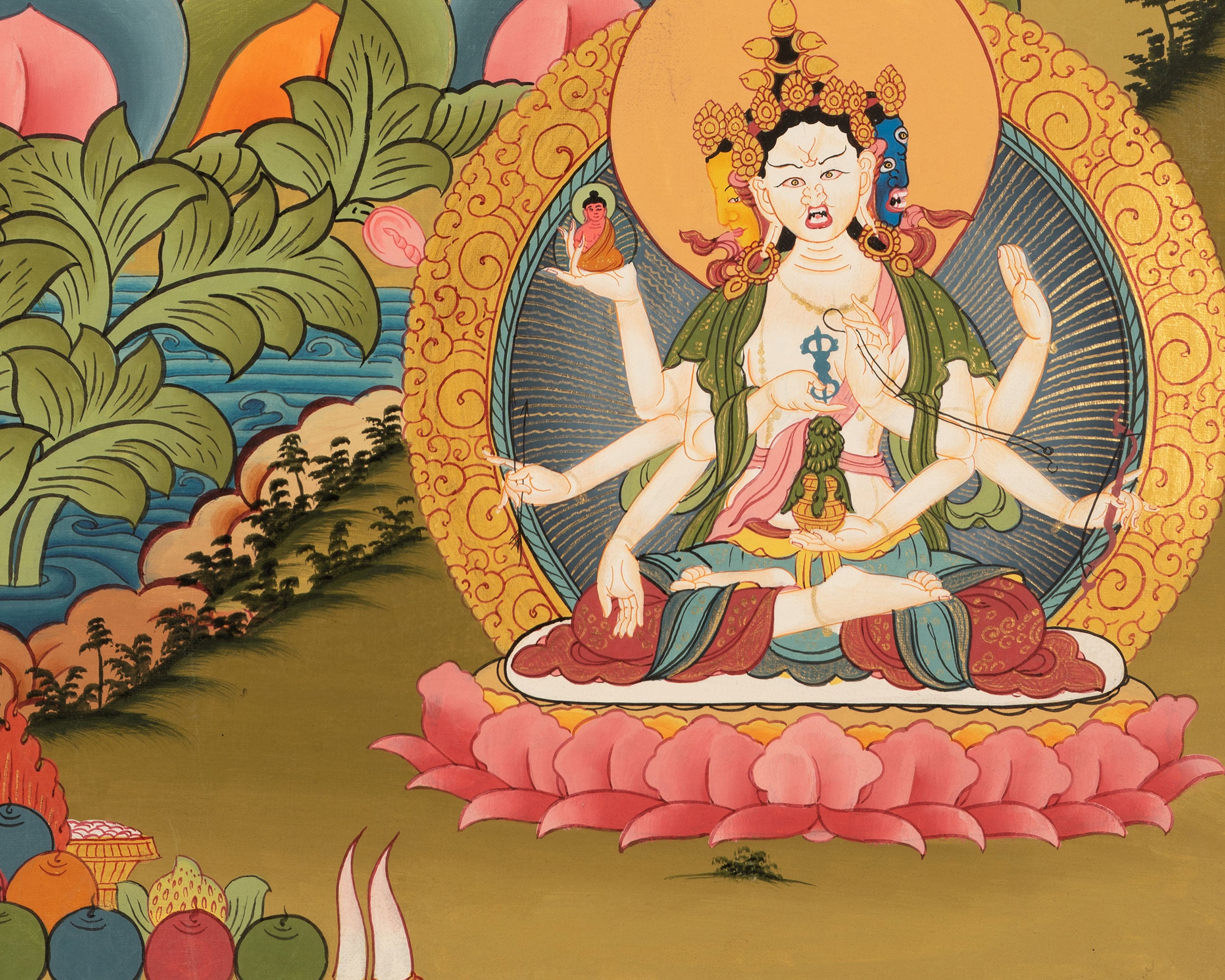 Hand-Painted White Tara Thangka | Buddhist Female Bodhisattva Art