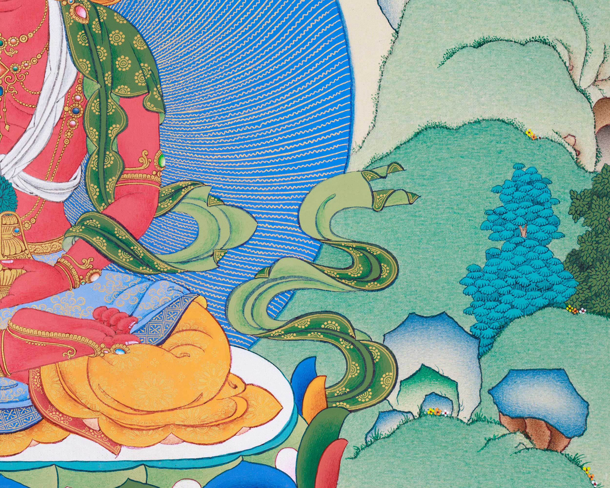 Traditional Amitayus Thangka Print | The Buddha of Boundless Life | Sacred Longevity Artwork