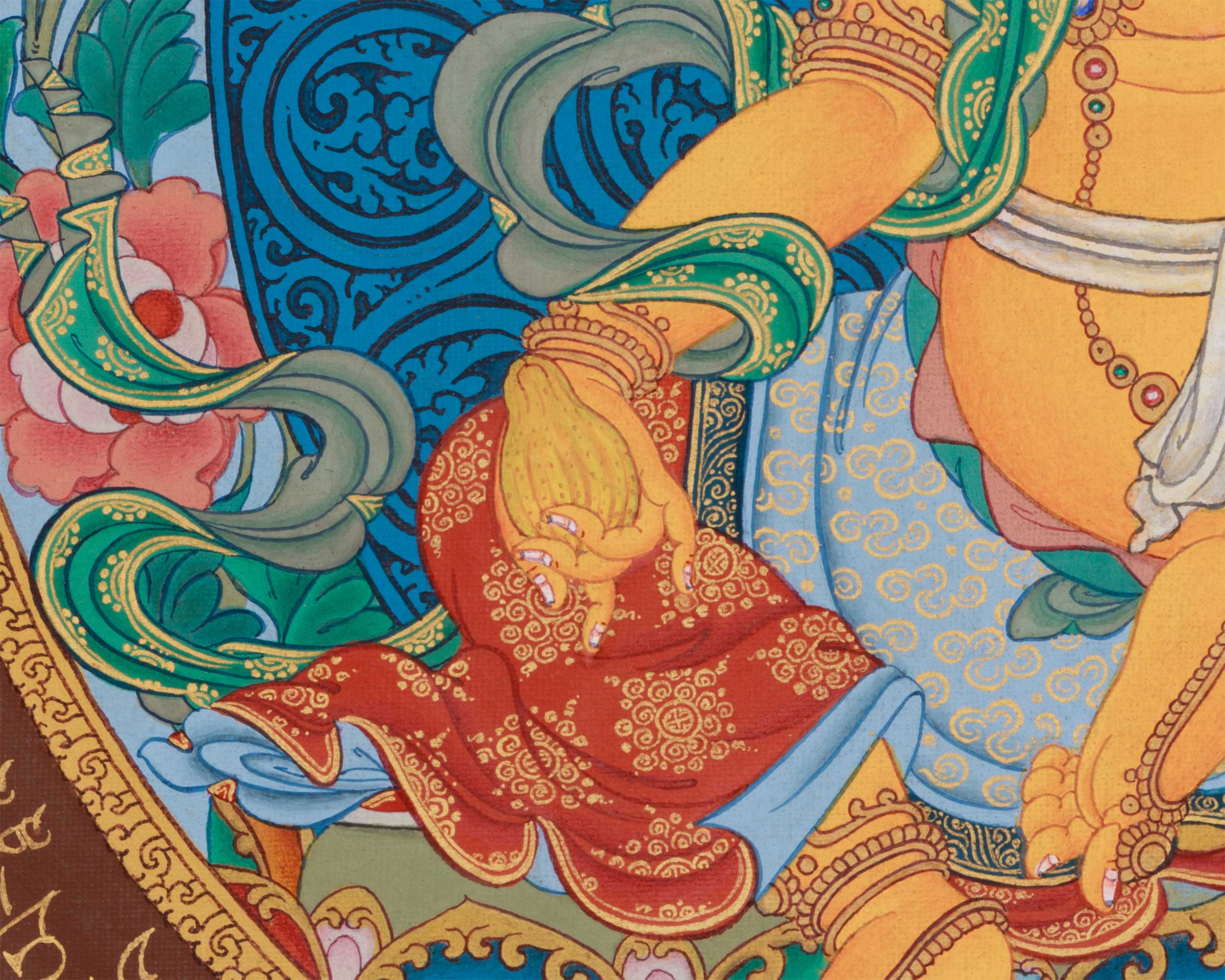 Yellow Jambhala, Wealth Deity Thangka | Tibetan Buddha of Abundance
