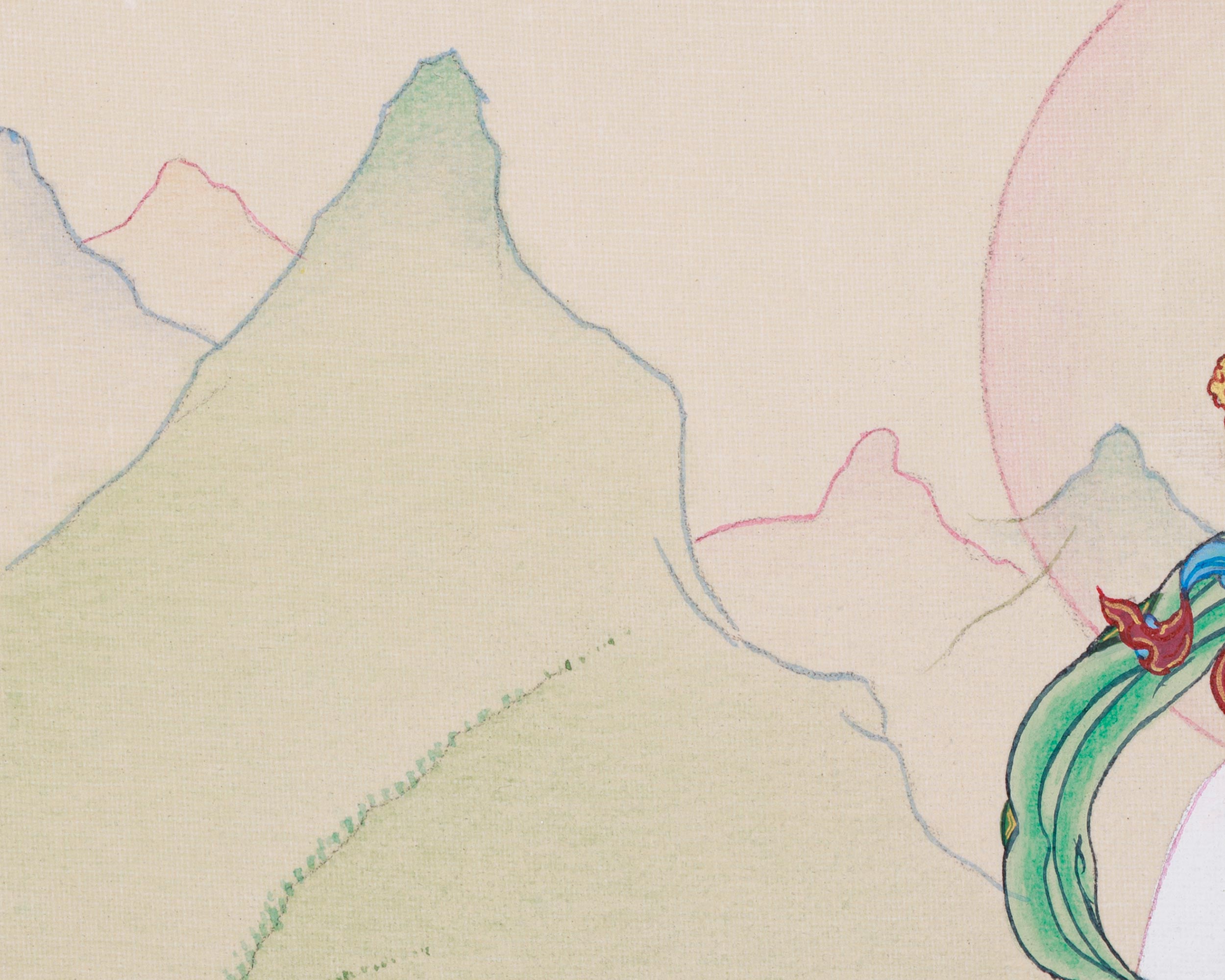 Hand-Painted Seven Eyes White Tara Thangka | Buddhist Art for Longevity and Healing