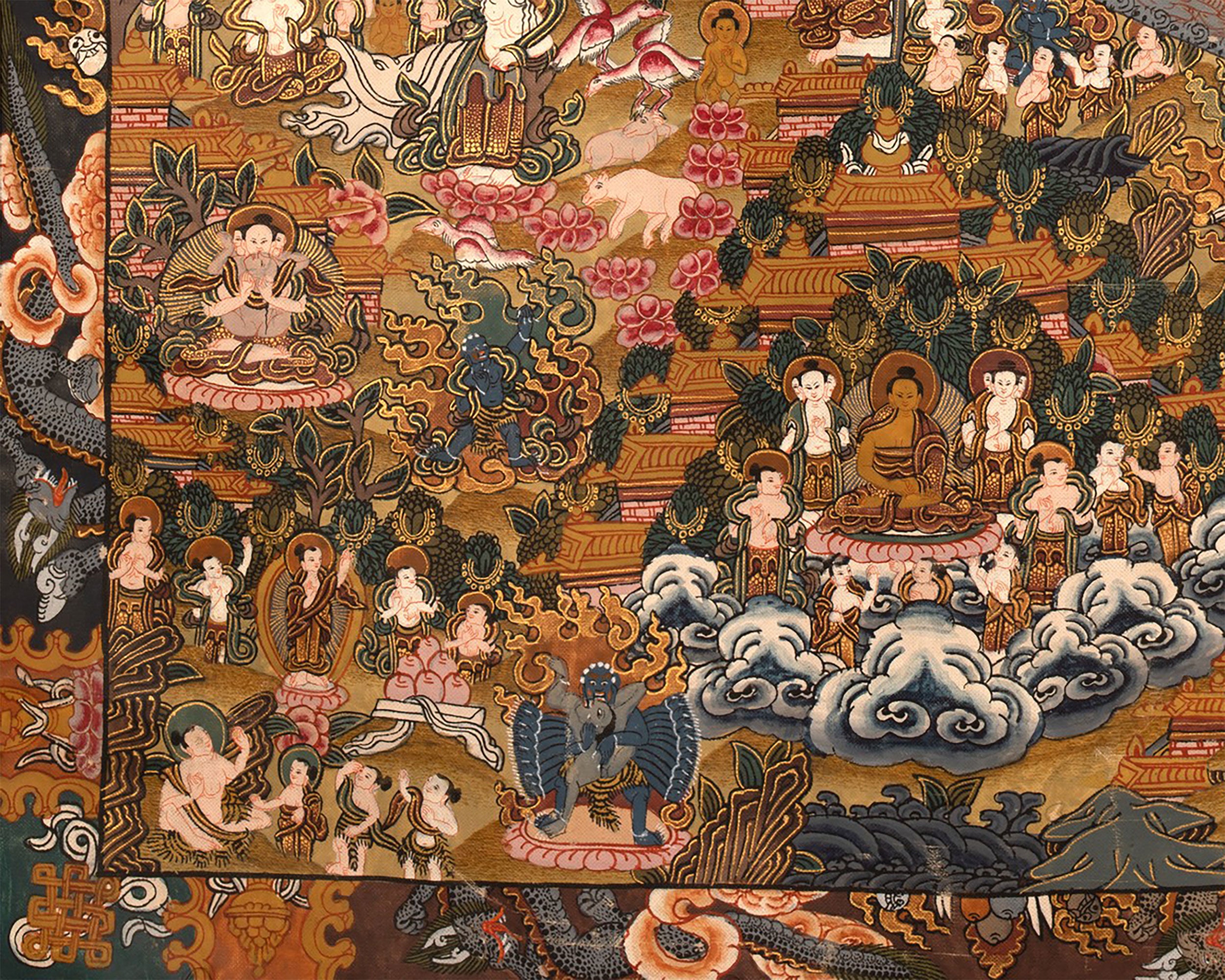 Vintage Buddhist Mandala | Hand Painted Tibetan Wall Decor