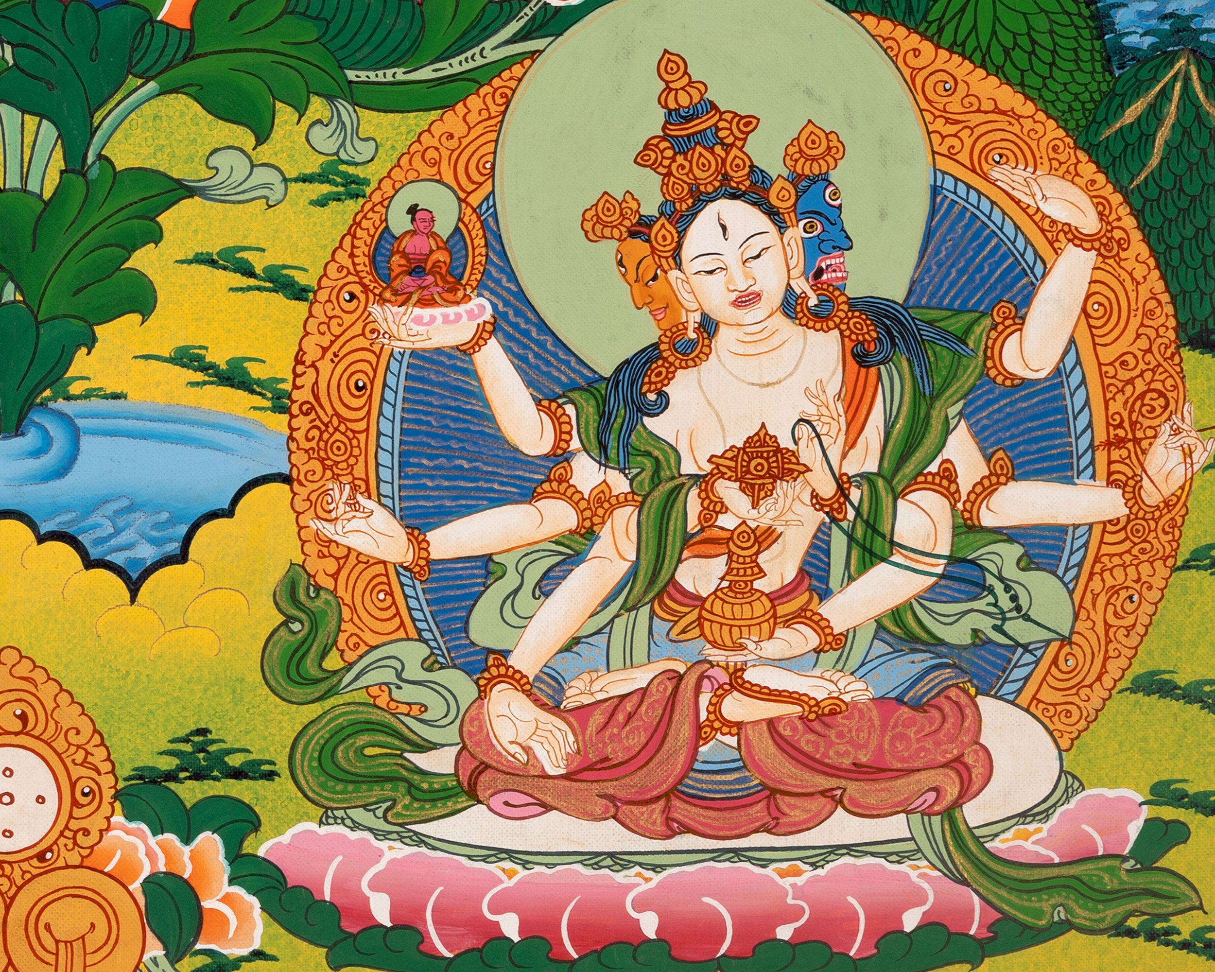 Amitayus Buddha Thangka | Traditional Buddhist Painting | Wall Decors