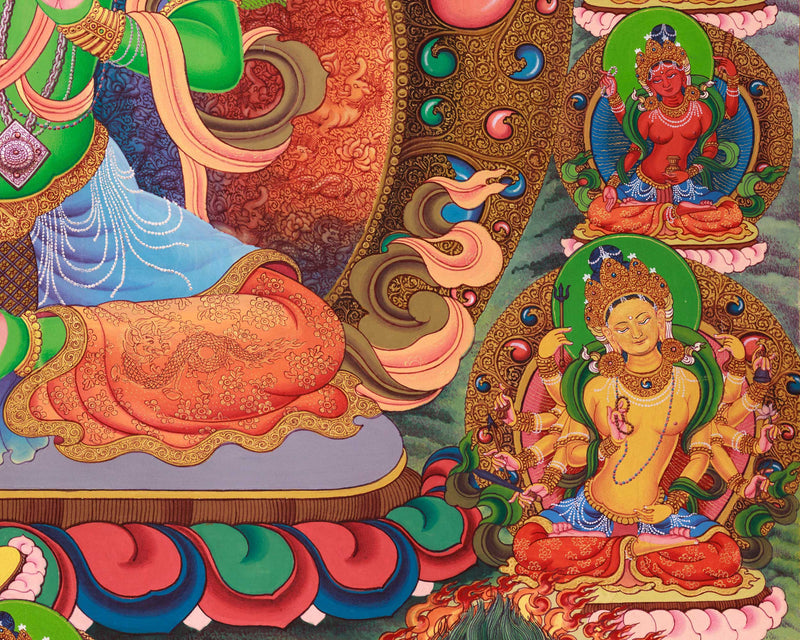 Green Tara Thangka Print for Spiritual Liberation | Traditional Digital Canvas Of Arya Tara | The Mother of Liberation