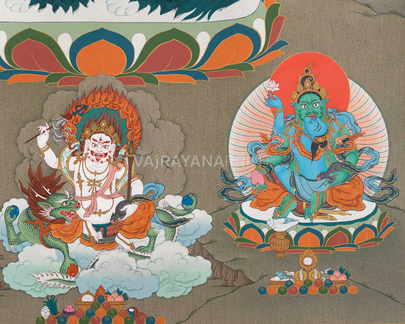 5 Jambhala Thangka Print | Buddhist Wealth Deity, Dzambhala | Artwork for Prosperity and Success