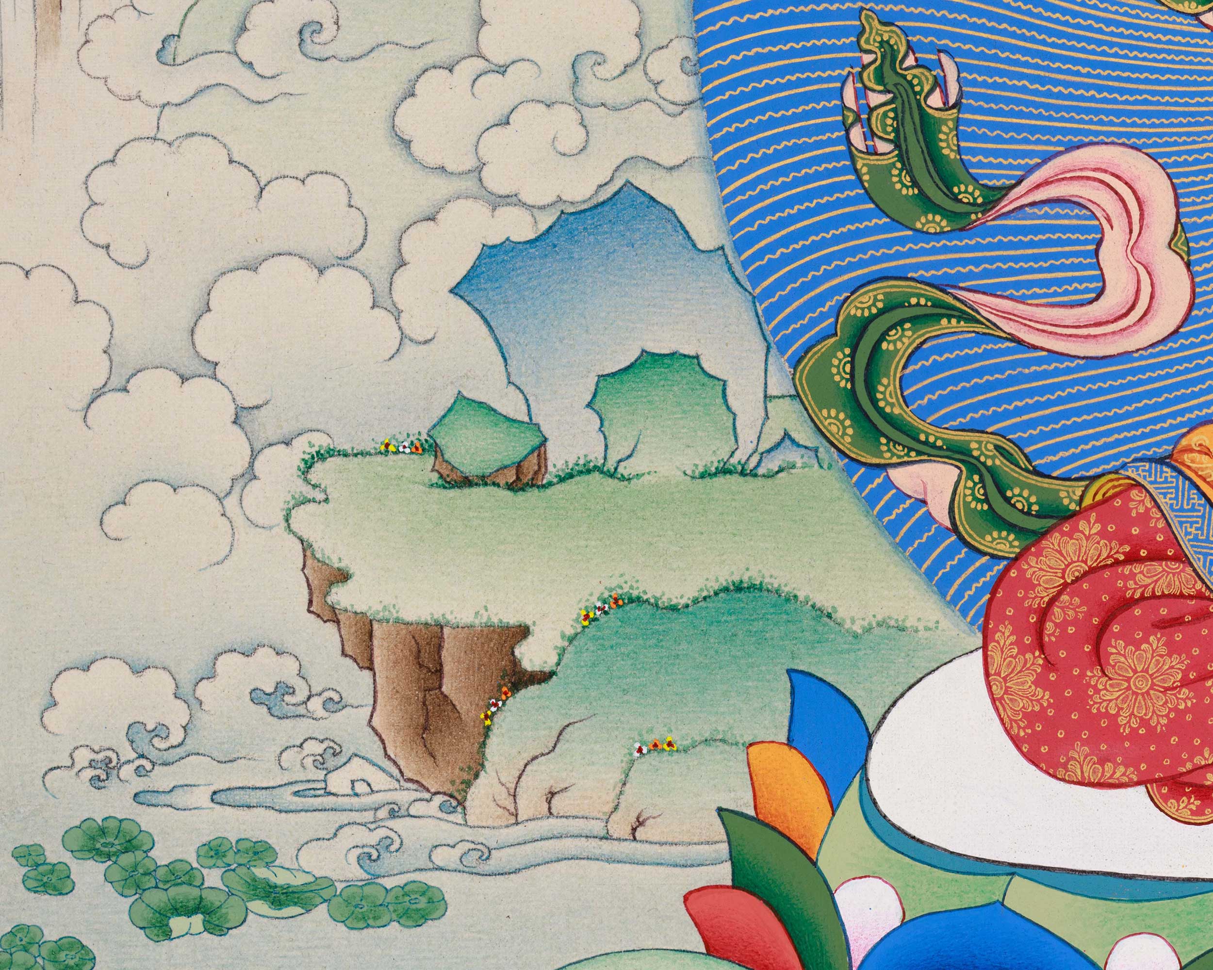 Bodhisattva Manjushree Thangka Print | Bodhisattva of Wisdom | Wall Decors