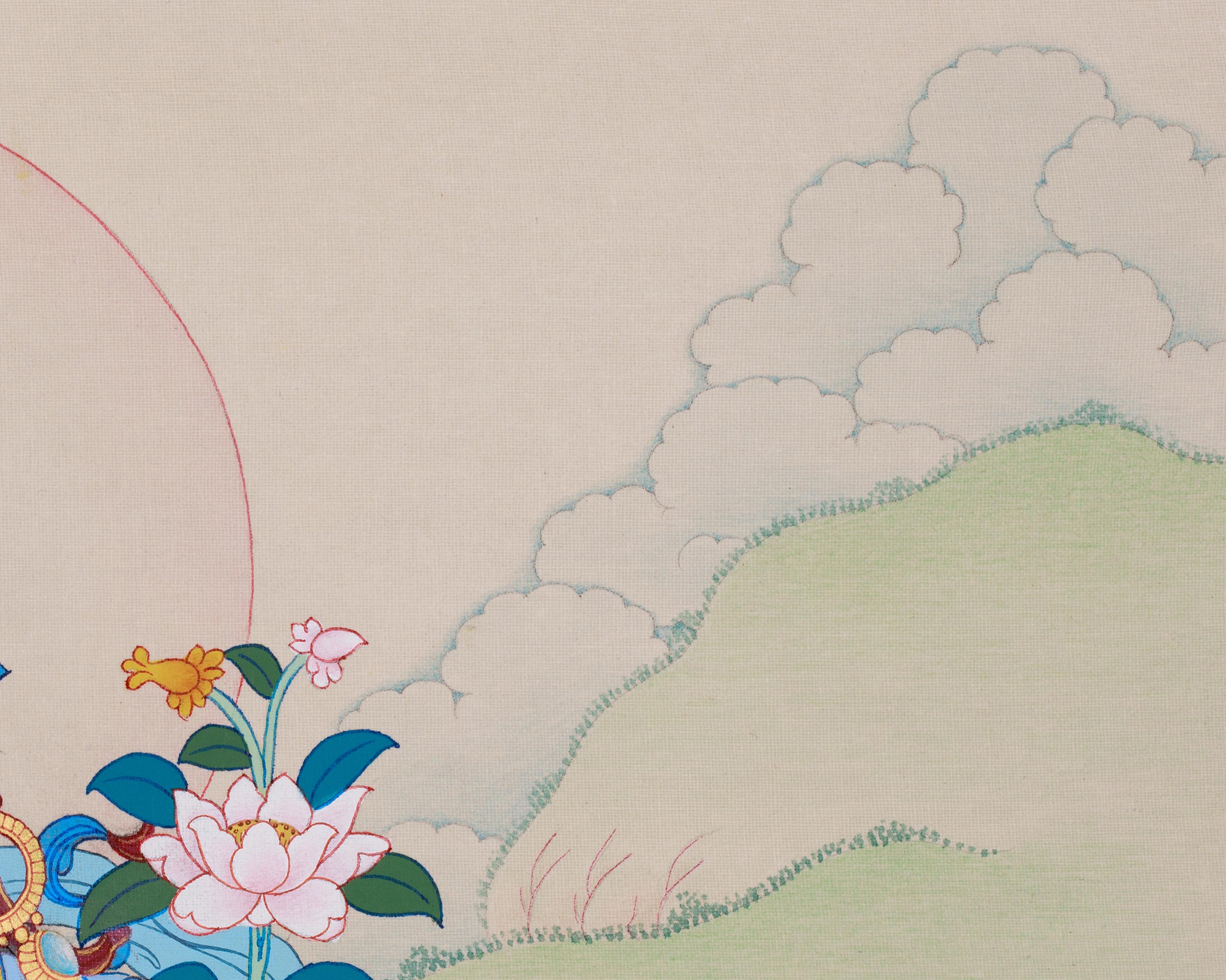 Seven-Eyed Sita Tara Thangka | A Spiritual Artwork of the Goddess White Tara