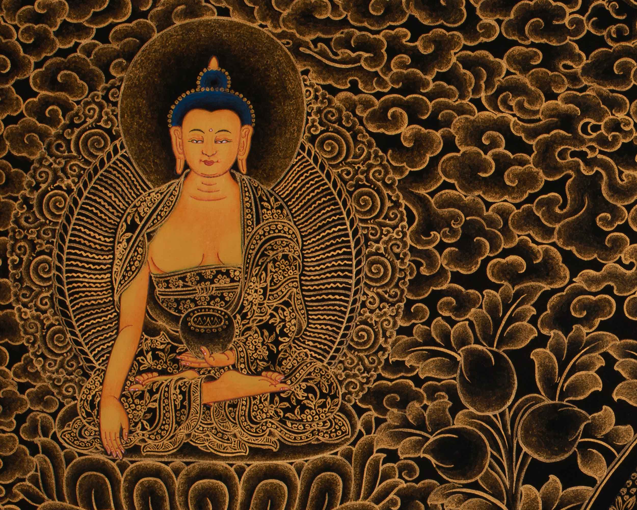 Tibetan Four-Armed Chenrezig Thangka | Compassionate Bodhisattva of Mercy