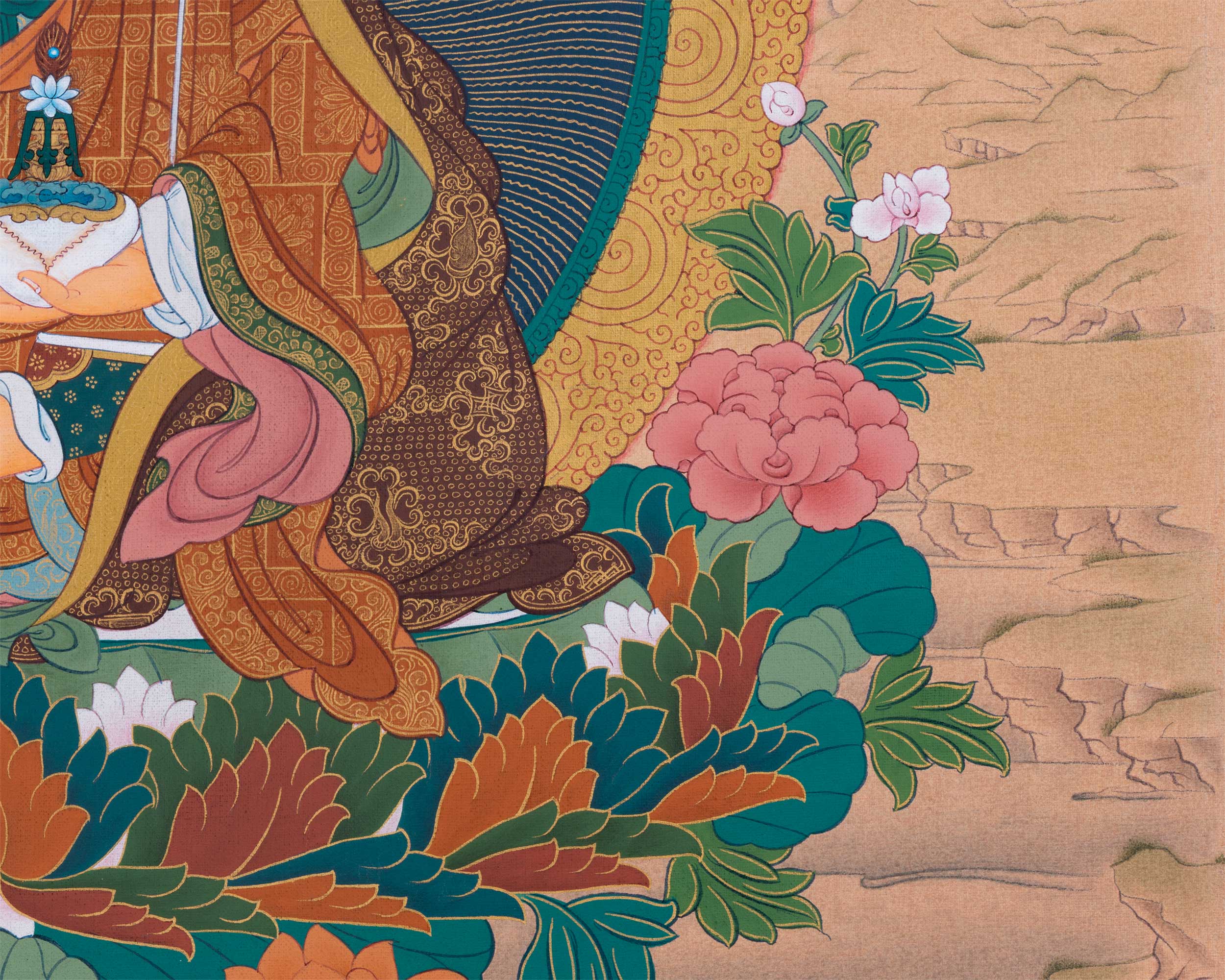 Thangka Print Of Lotus-Born Master | Guru Rinpoche Canvas Art | Digital Artwork For Padmasambhava Thangka