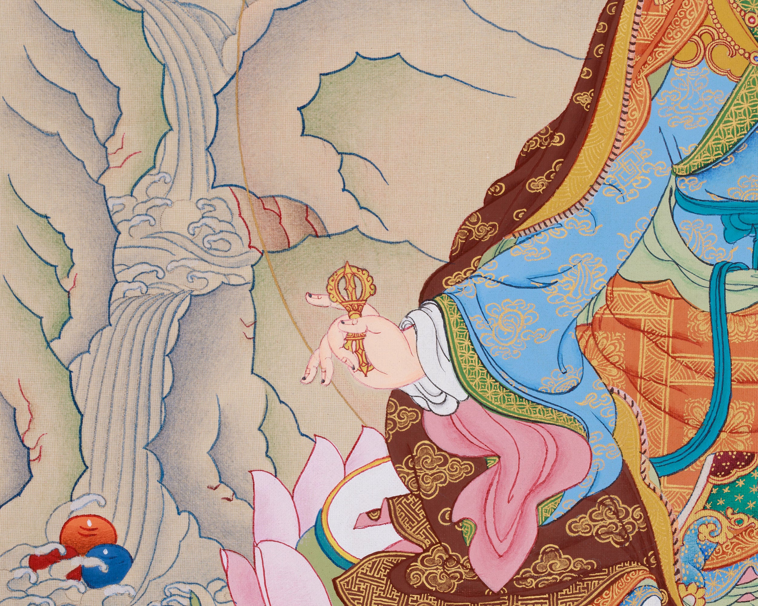 Hand-Painted Spiritual Leader, Guru Padmasambhava | The Lotus Guru of Protection