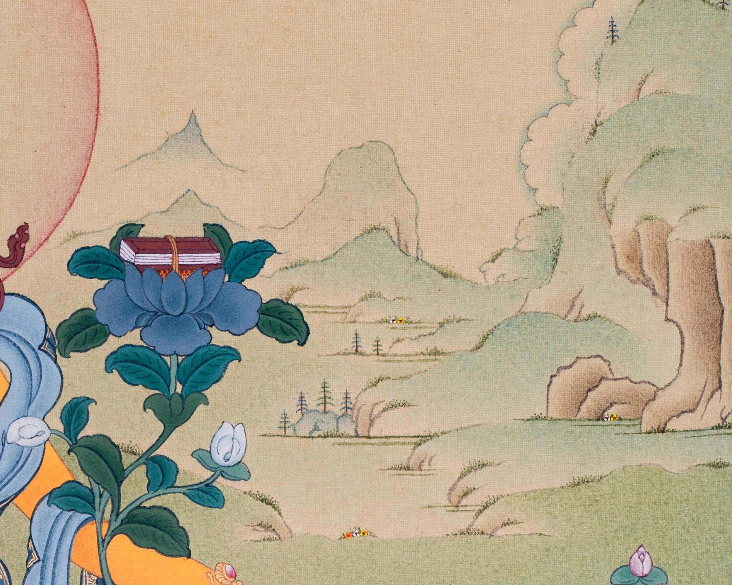 Thangka Print of Manjushri | Buddha of Wisdom | Digital Printing