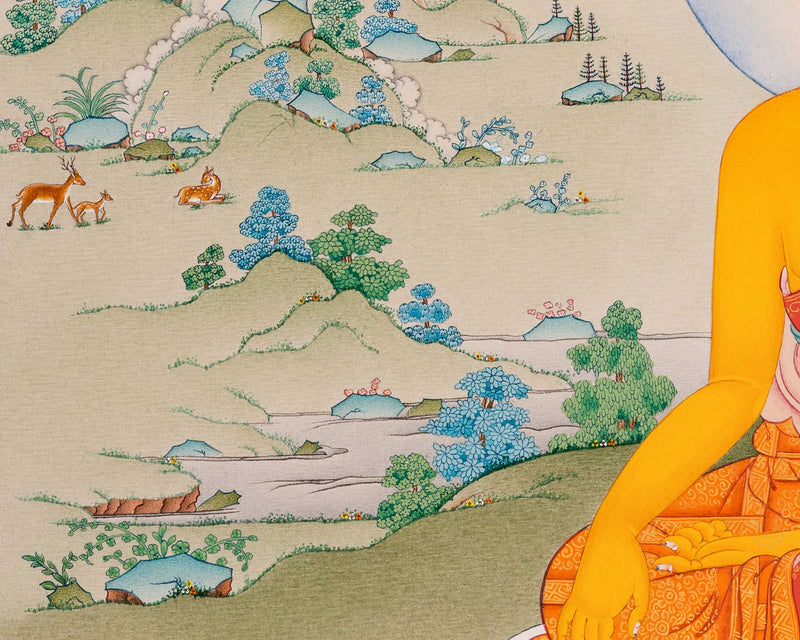 Buddha Shakyamuni Thangka: A unique Depiction