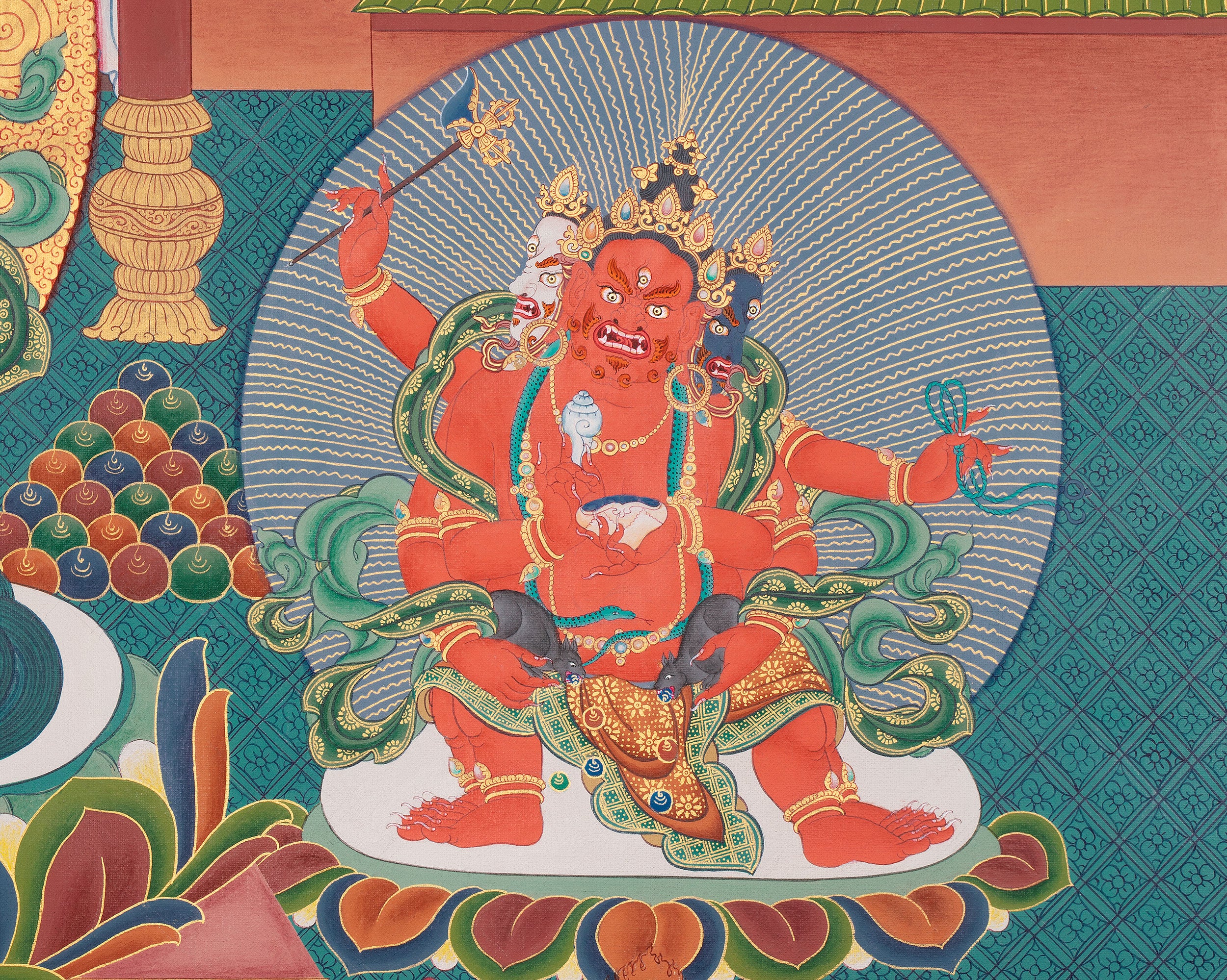 High-Quality Namtoshe with Five Dzambhala Print | Wealth Deities with Protective and Enlightened Figures