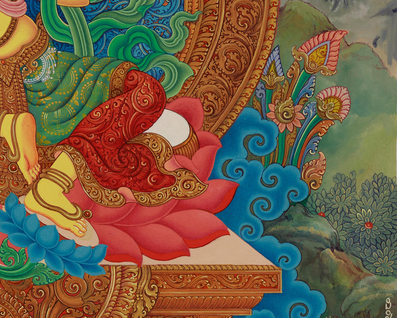 Manjushree Thangka Canvas Print - Bodhisattva of Wisdom and Knowledge