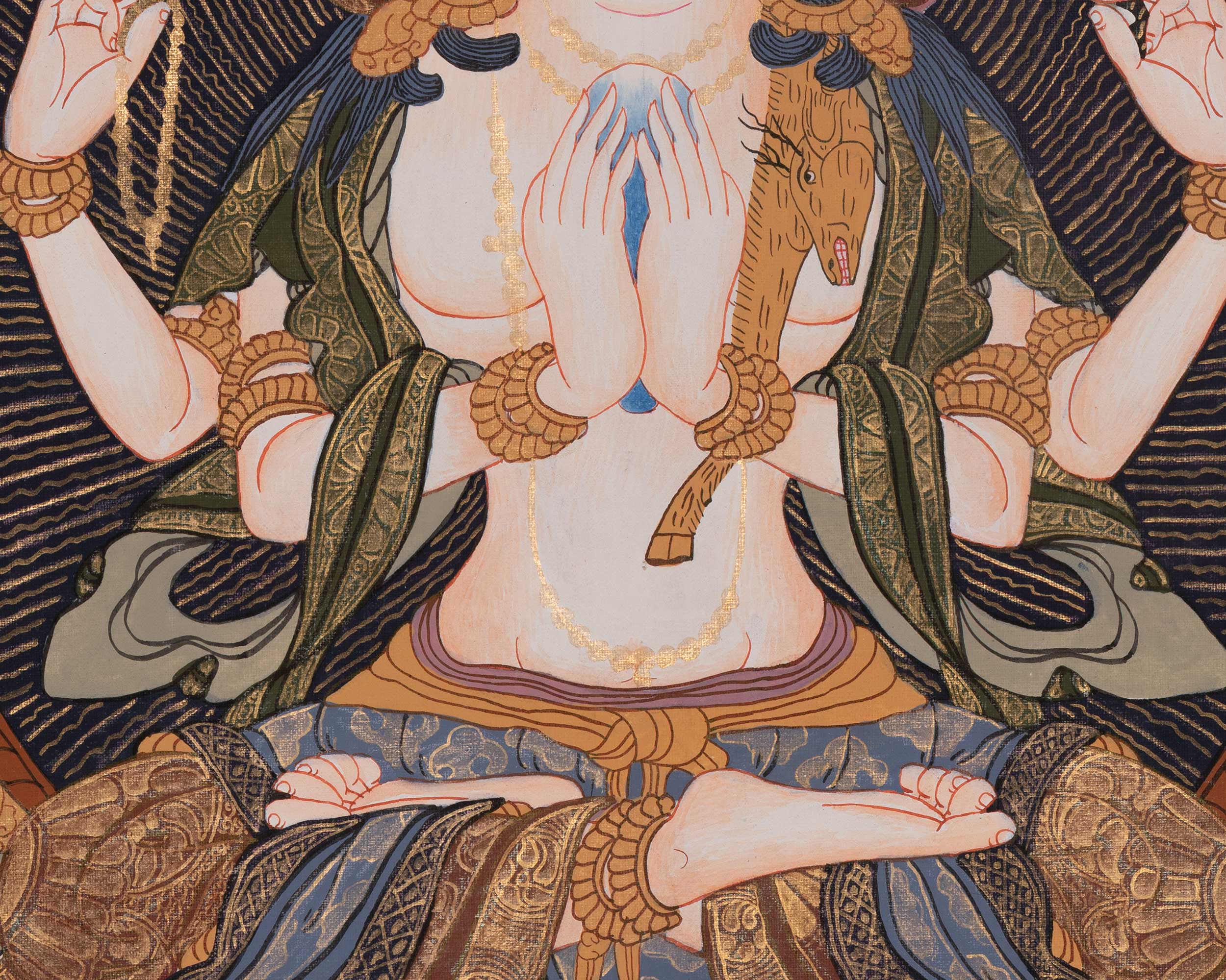 Original Hand-Painted Chenrezig Tibetan Thangka | Avalokiteshvara Painting