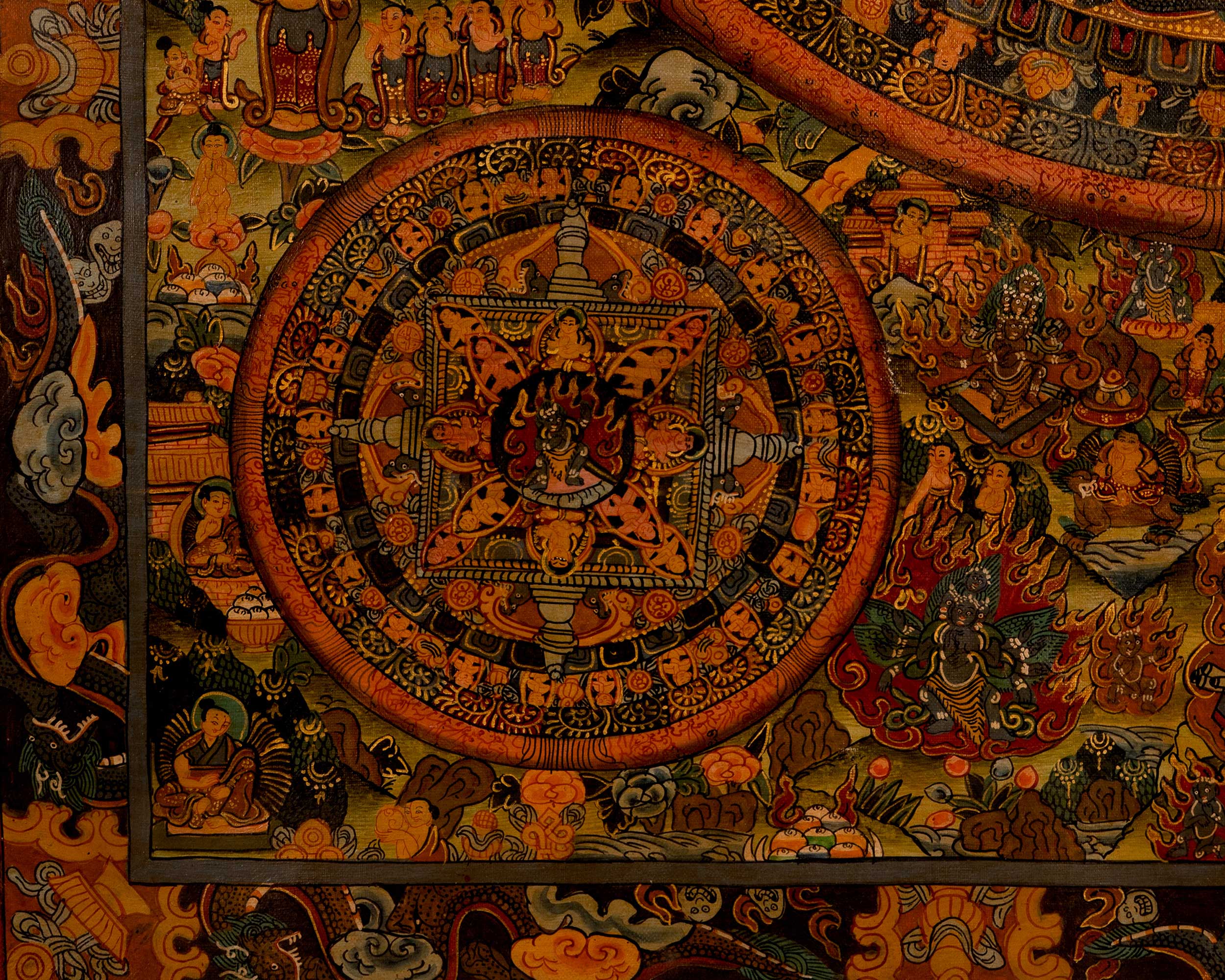 Tibetan Oil Varnished Heruka Mandala | Traditional Thangka
