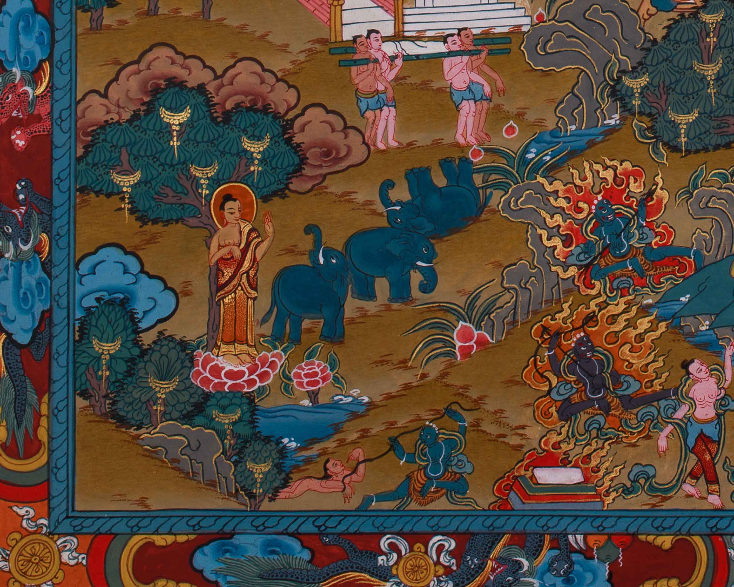 Tibetan Thangka of Buddha Life History | Sage of Shakya Clan