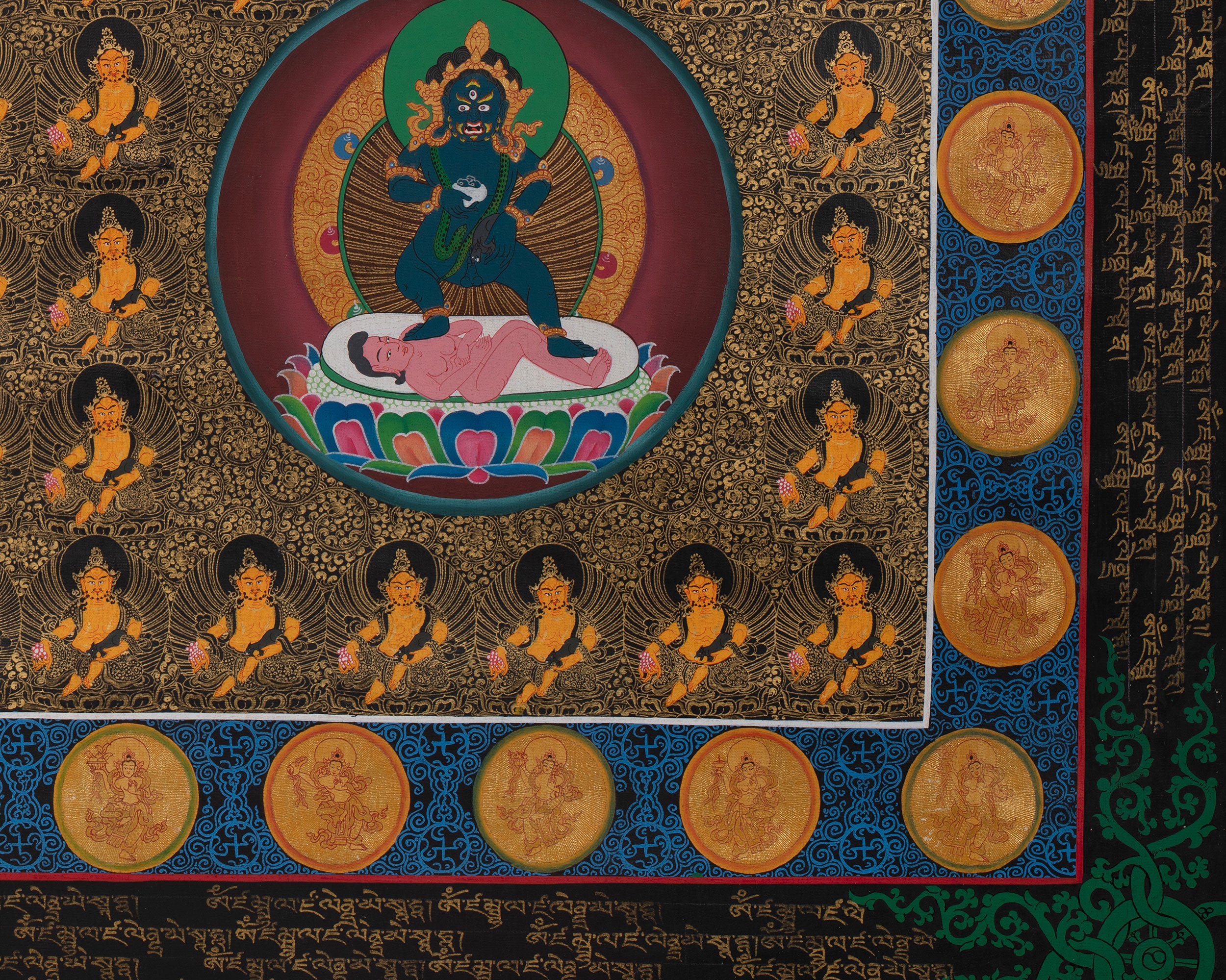 Dzambala Yellow Thangka  |  Traditional Tibetan Art | Wall Decors