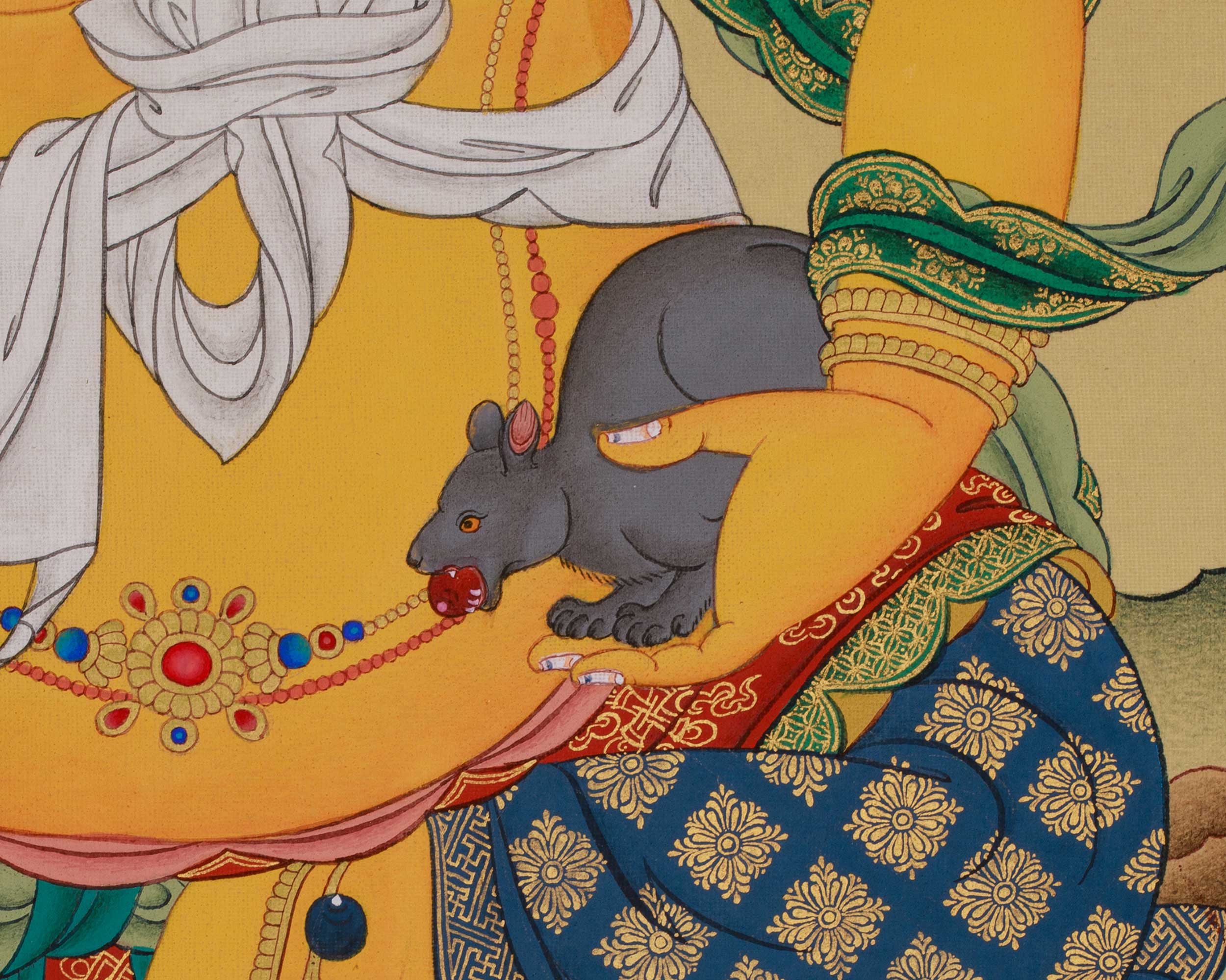 Tibetan Thangka of Dzambhala | Buddhist Deity of Wealth, Fortune, and Prosperity