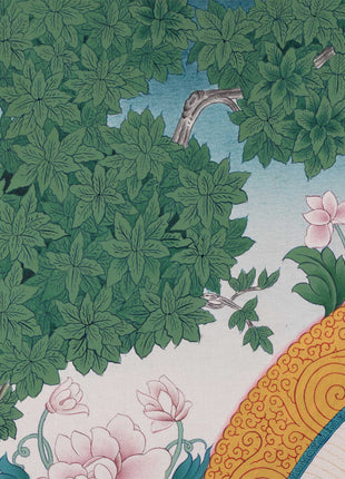 Triad of Compassion-Wisdom-Power: Chenresig, Manjushri, and Vajrapani Thangka Print
