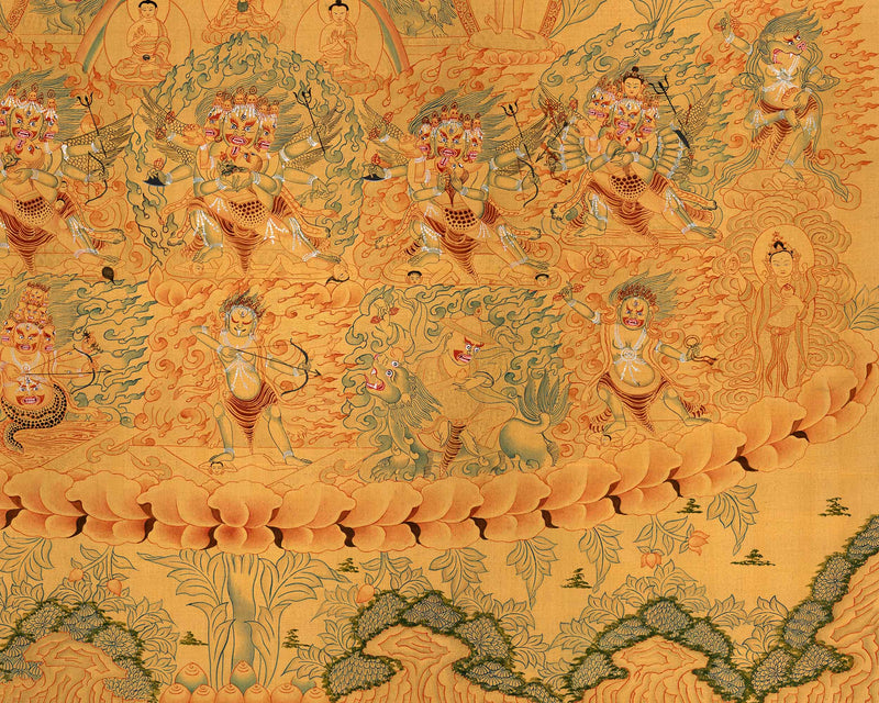 Guru Padmasambhava Lineage Tree Thangka | Hand-painted Buddhist Art | Fine Art For Wall Decor