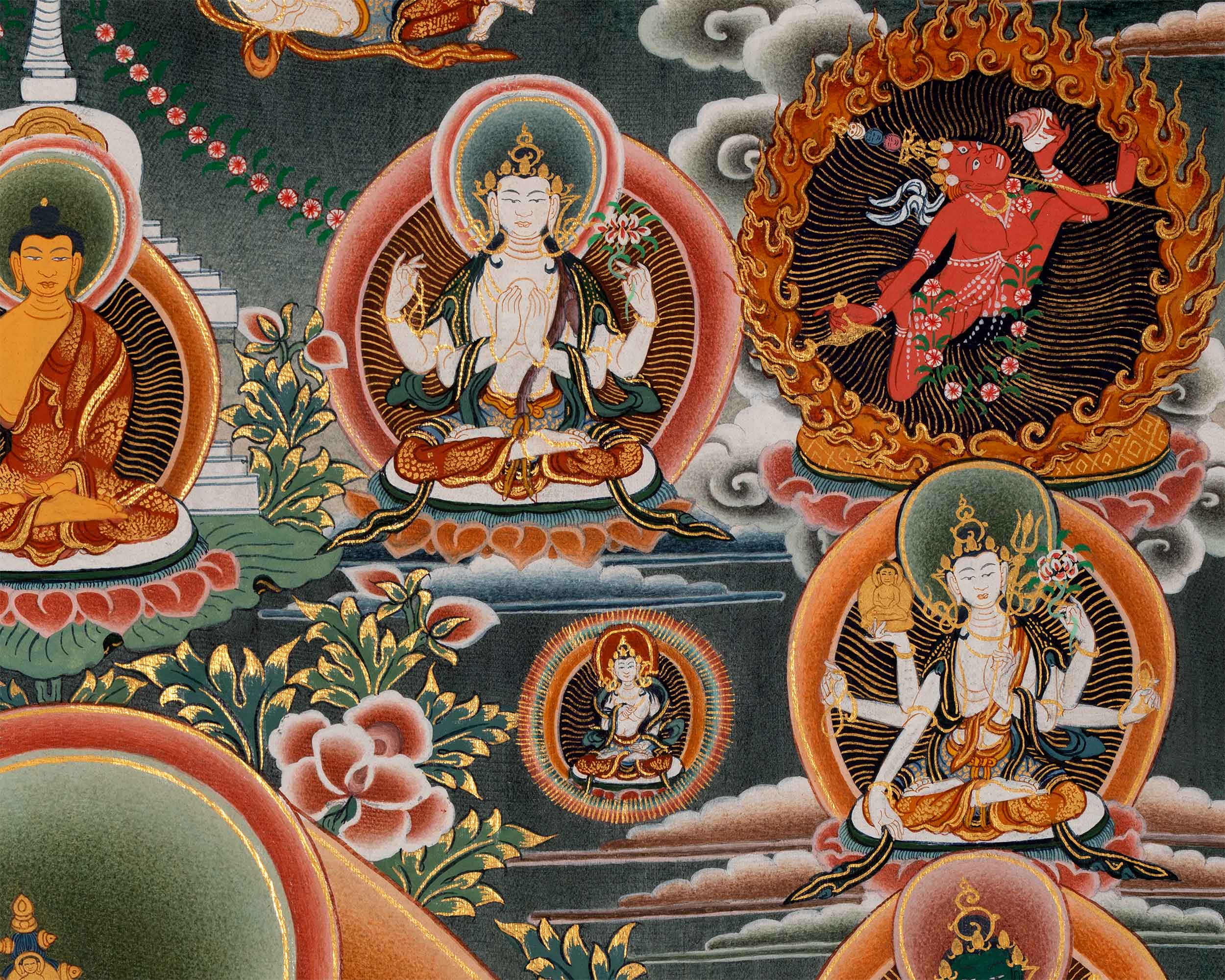 Amoghpasha Lokeshvara Giclee Print For Daily Meditation | Newari Paubha Print For Buddhism Practice