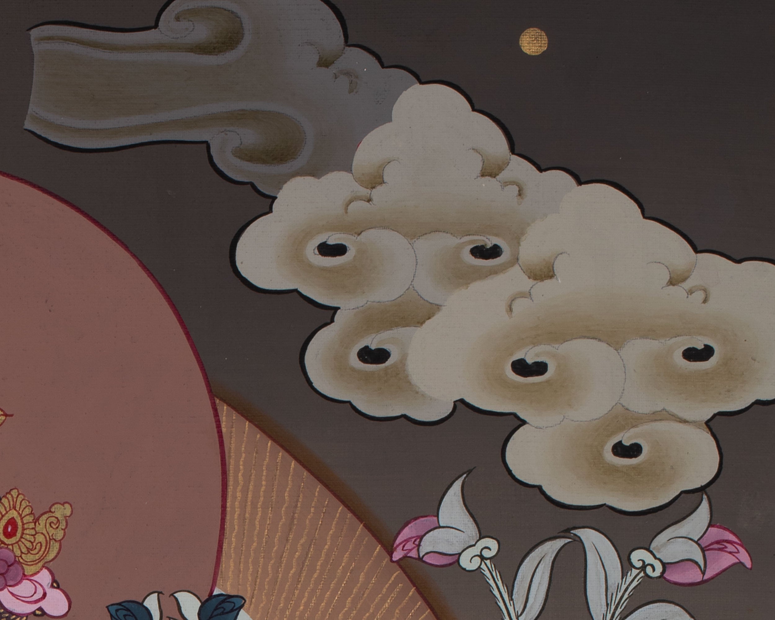 Manjushri Thanka | Tibetan Bodhisattva with Flaming Sword of Wisdom