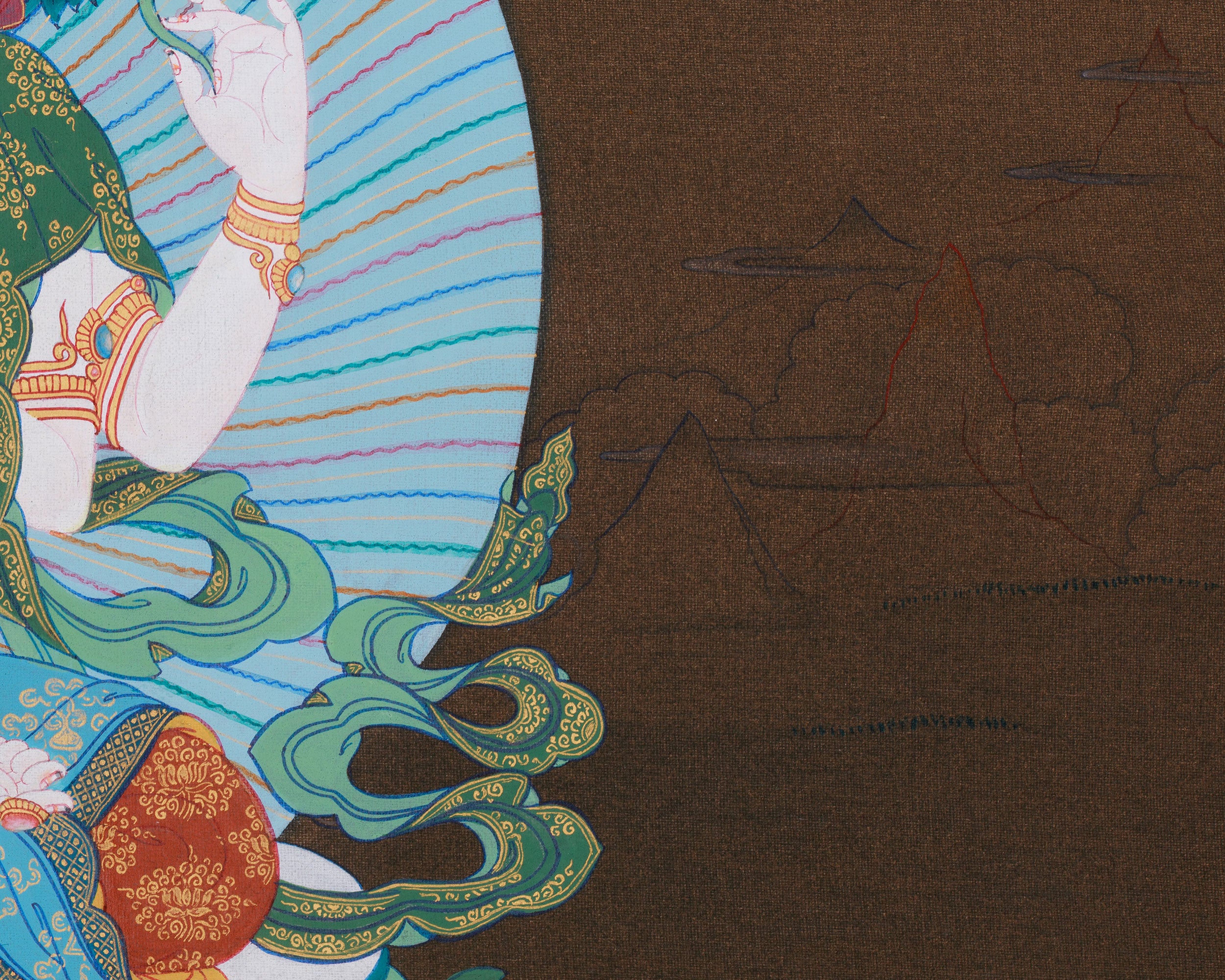 Three Tibetan Bodhisattvas: Chenrezig, Manjushri, and Vajrapani | Buddhist Altar