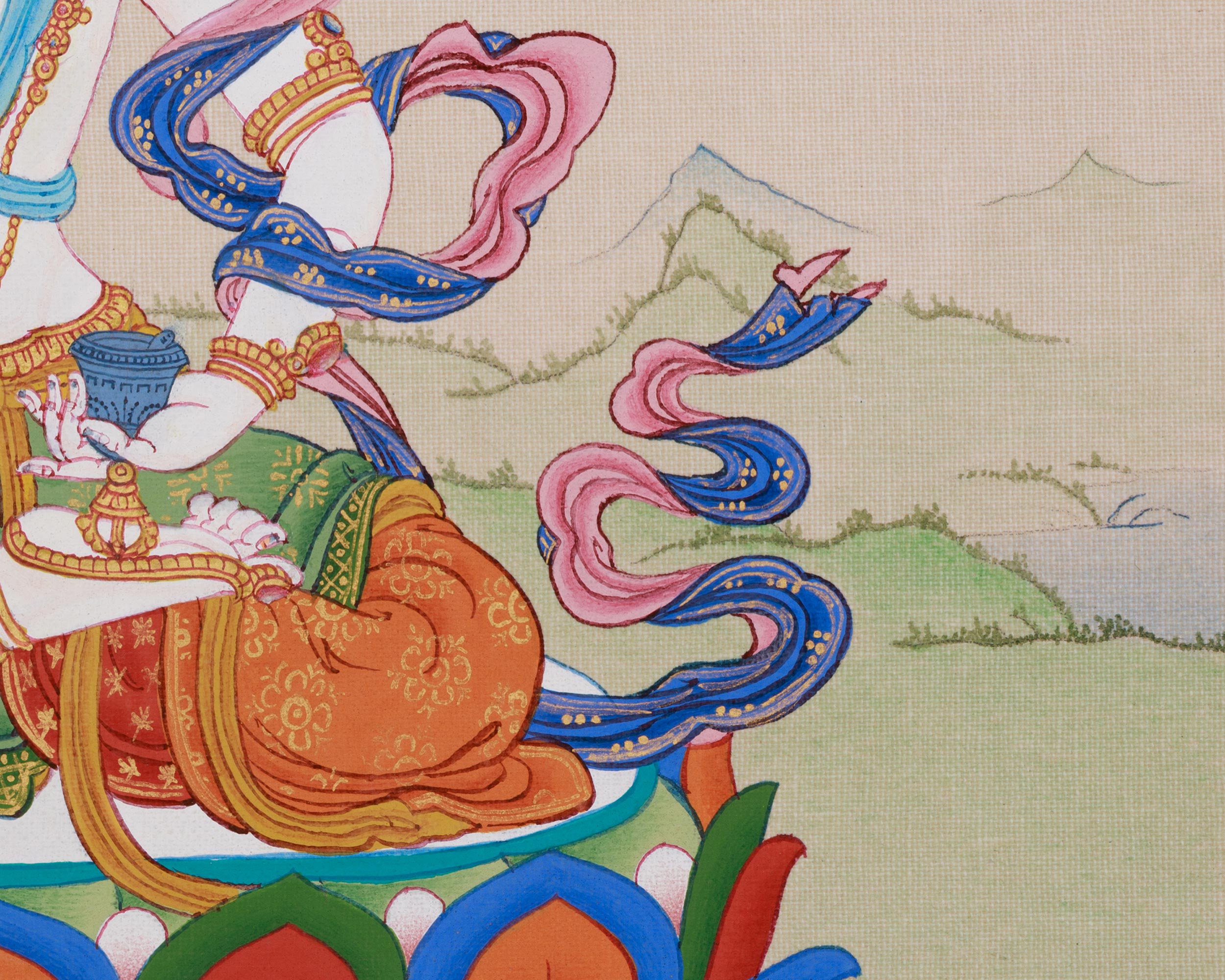 Handmade Vajrasattva Thangka | The Bodhisattva of Purification and Spiritual Transformation