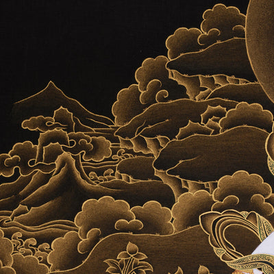 Hand-Painted Three Deities of Long Life: White Tara, Amitayus, and Namgyalma | Gold Embellished Thangka