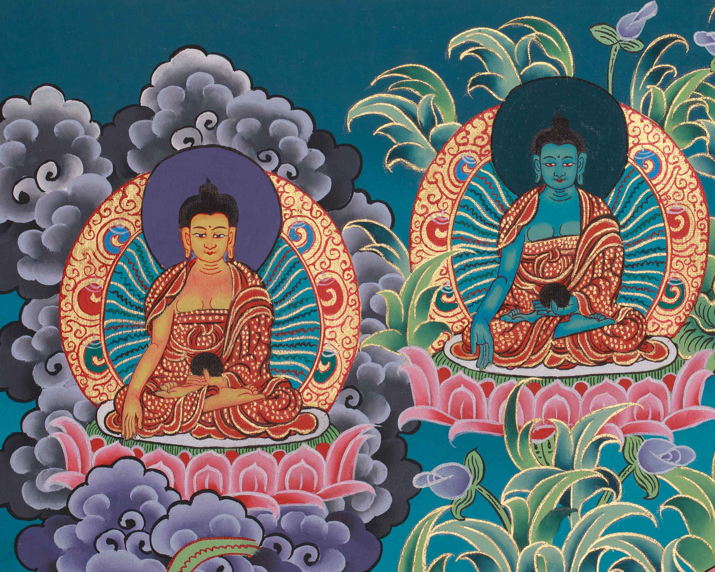 Peaceful Deity, Buddha Shakyamuni Thangka | Siddhartha Gautama | Meditation Art