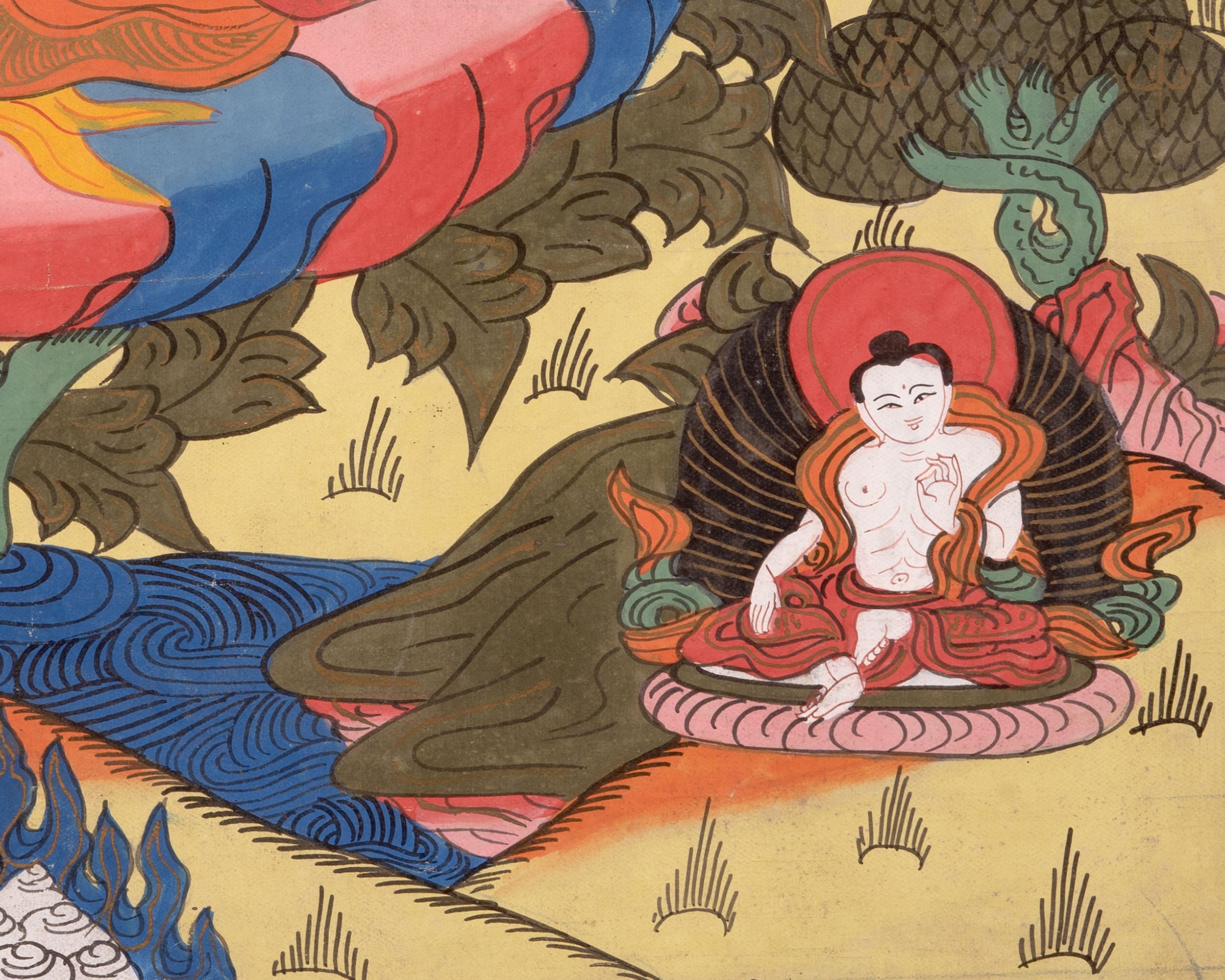 Goddess Vasudhara Thangka | Buddhist Art of Abundance and Fertility