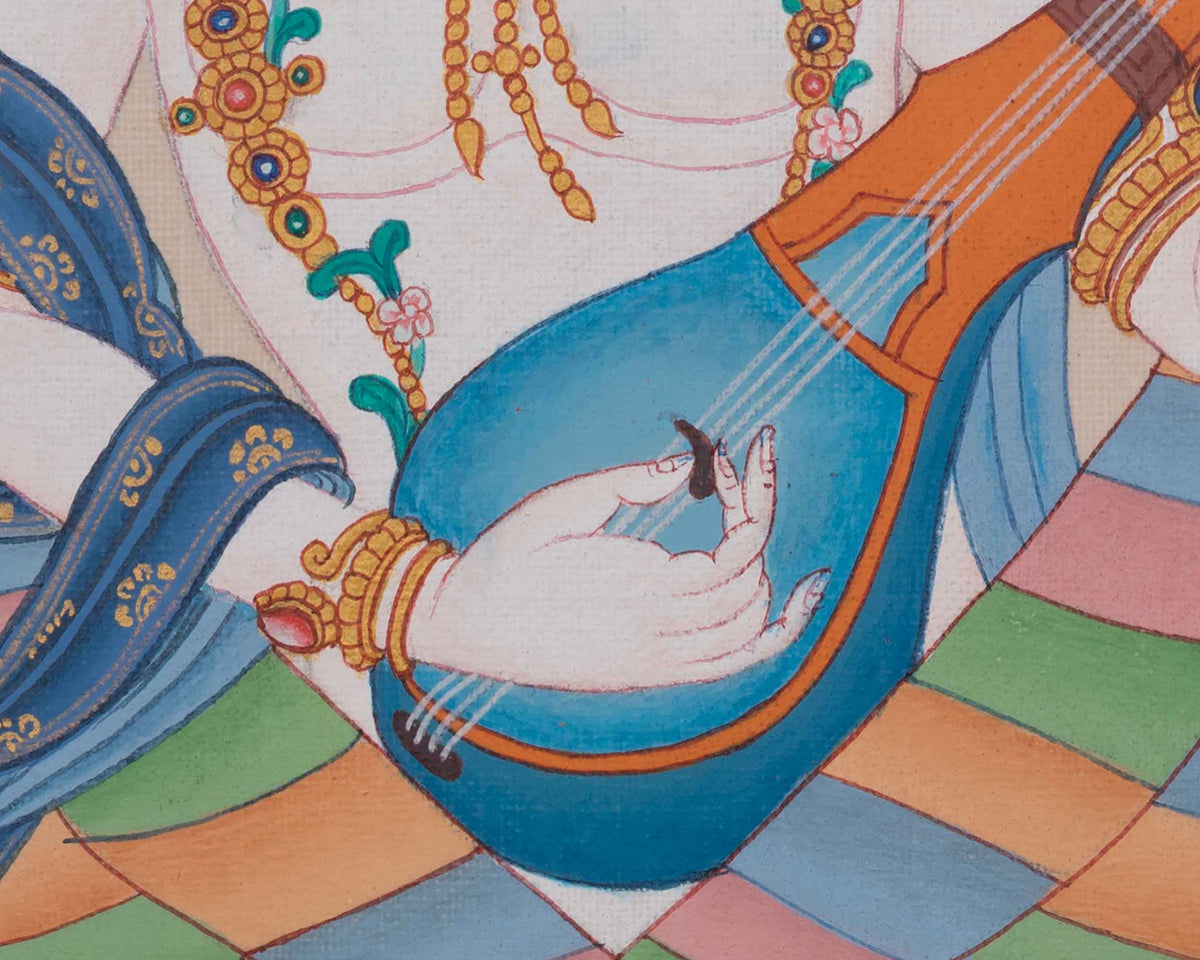 Saraswati Meditation Thangka | Goddess of Wisdom, Knowledge, and Creative Expression
