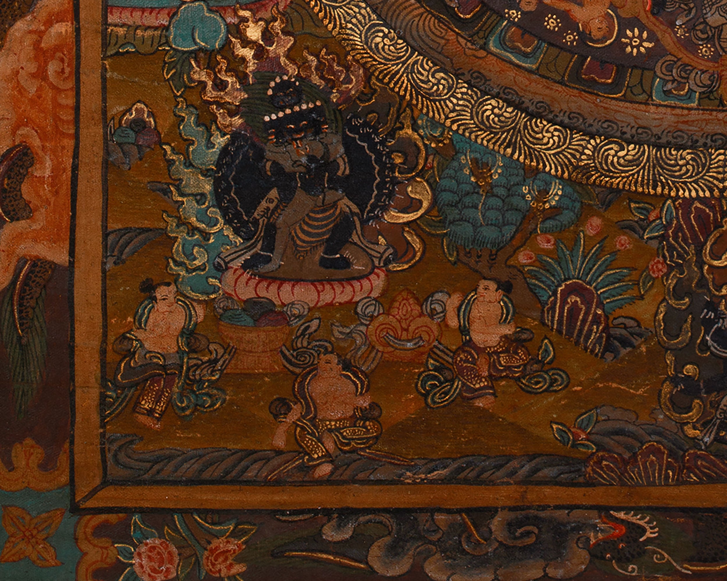 Hand-Painted Vintage Buddha Mandala | Tibetan Buddhist Painting