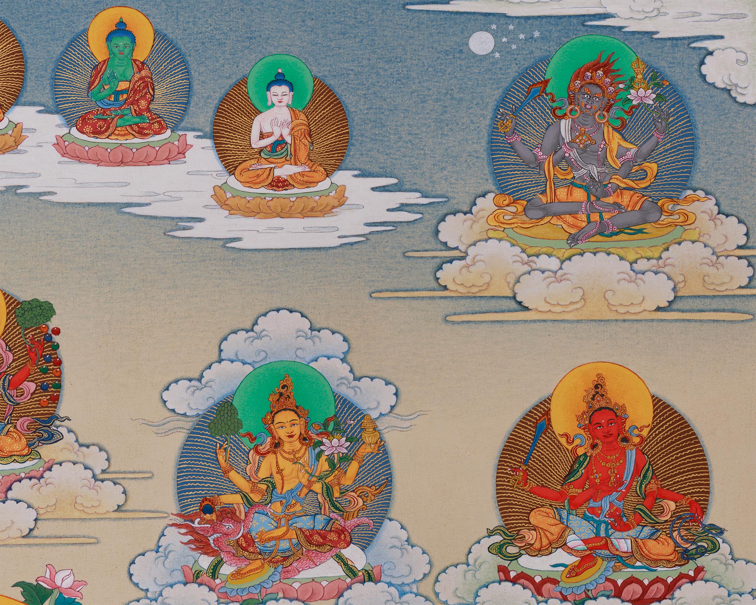 Twenty-One Tara Goddess Thangka | Surya Gupta Tradition