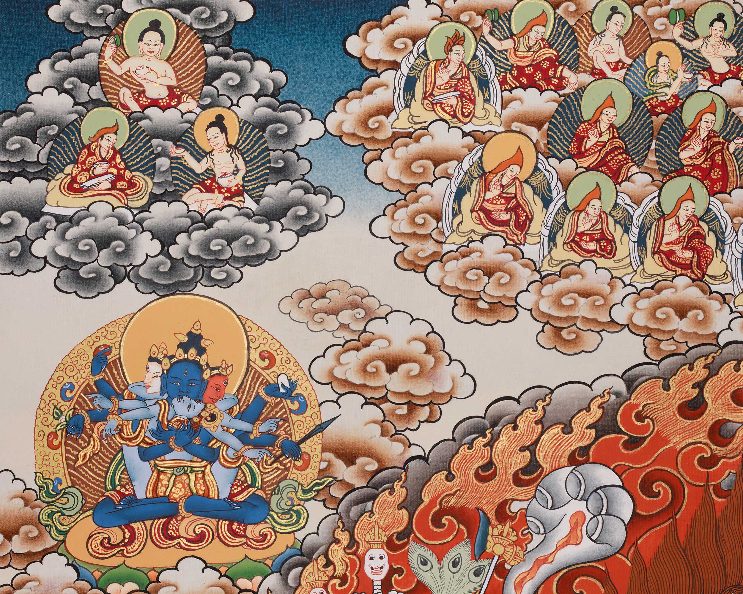 29-Inch Yamantaka Thangka | The Fierce Form of Manjushri