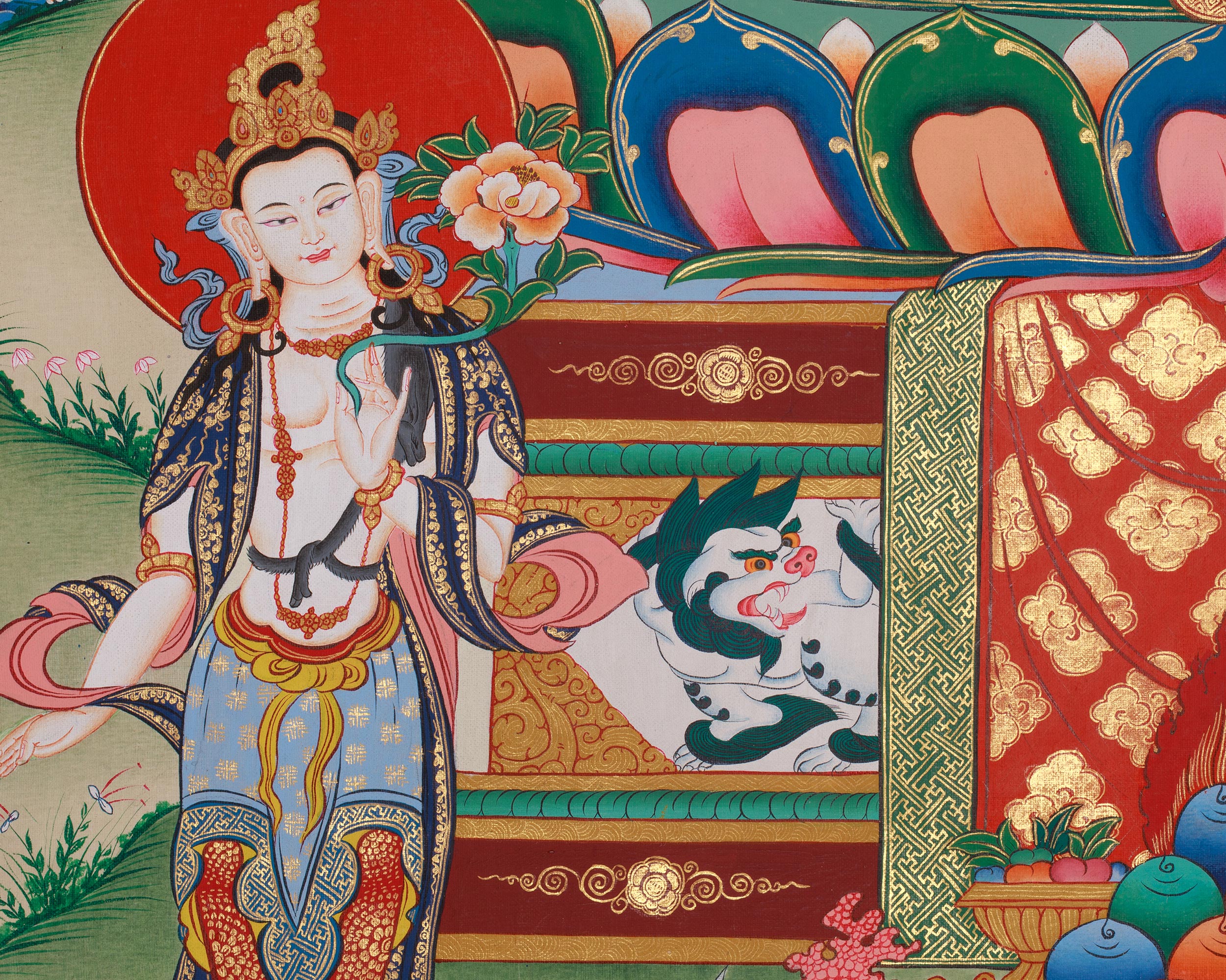 Infinite Light Amitabha Buddha With Bodhisattva Thangka | Pure Land Buddha