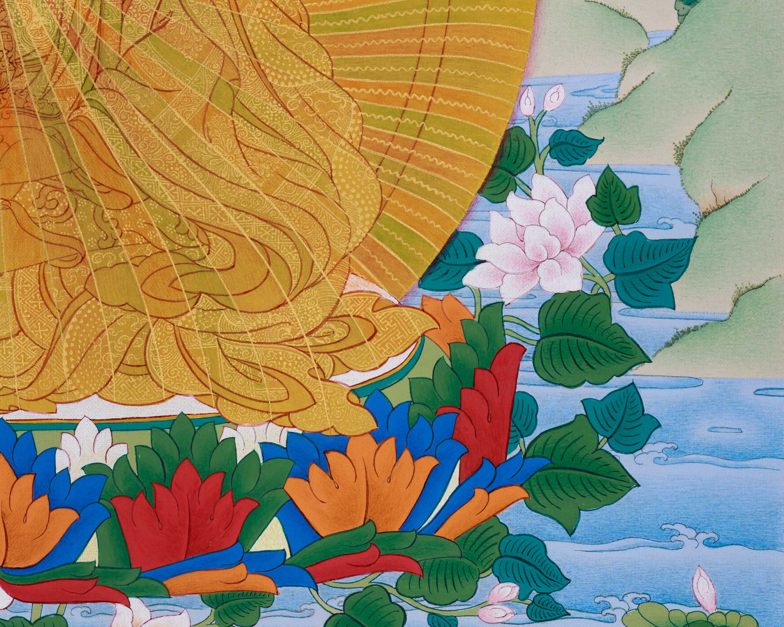 Guru Rinpoche Rainbow Body Thangka, A Mystical Art