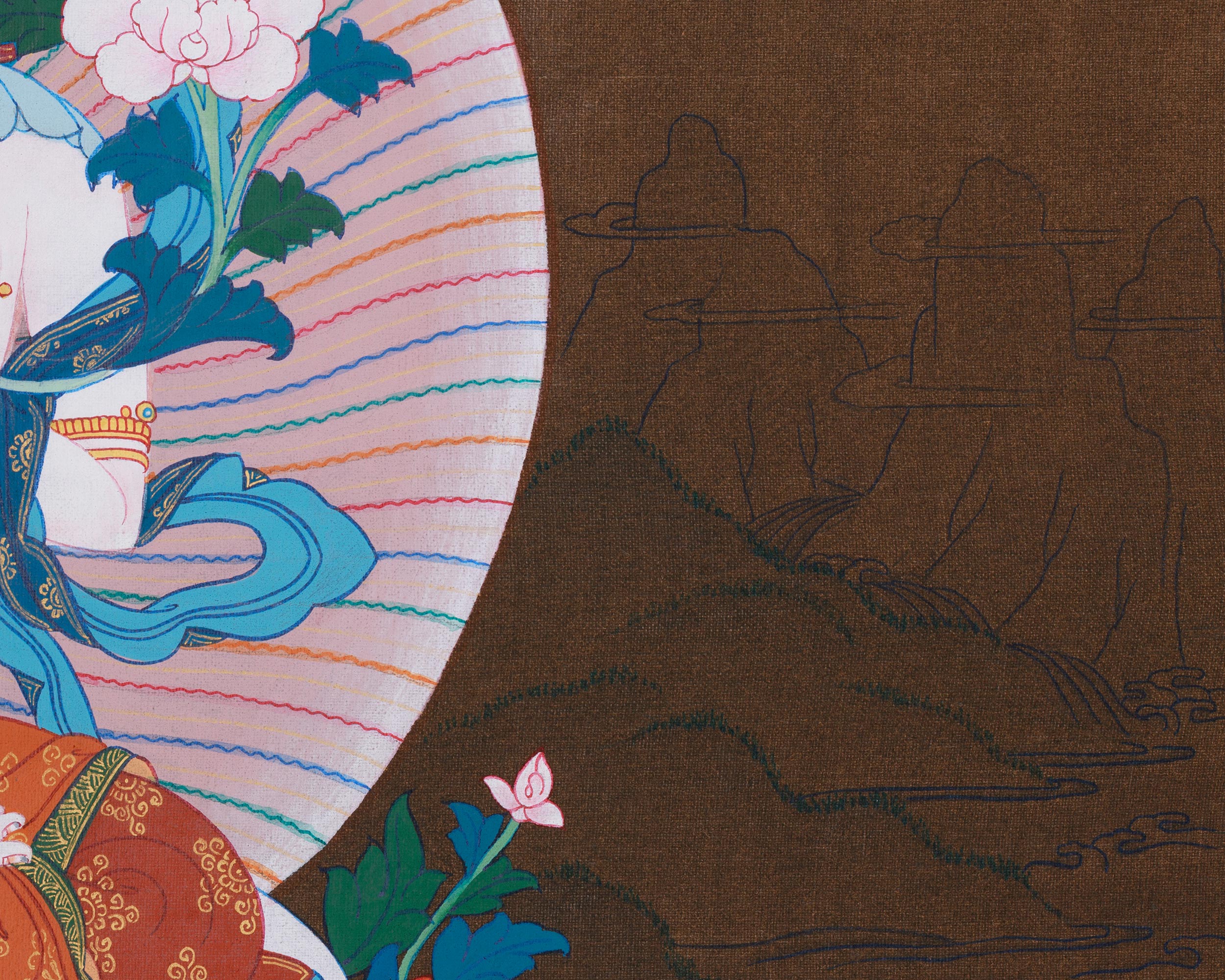 Three Long Life Deities Thangka: White Tara, Amitayus Buddha and Namgyalma