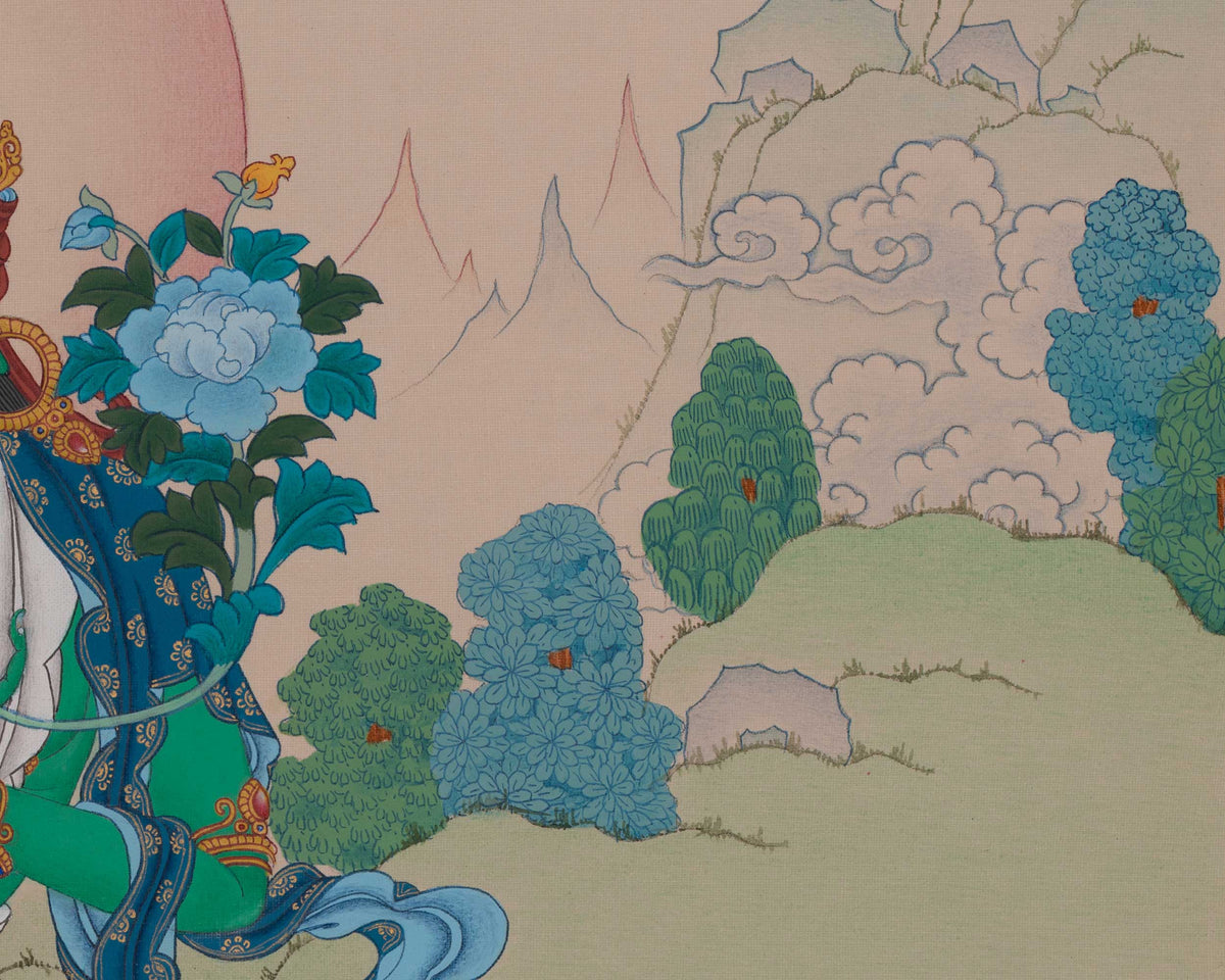 Green Tara Devotional Thangka | Shyama Tara | Compassionate Goddess
