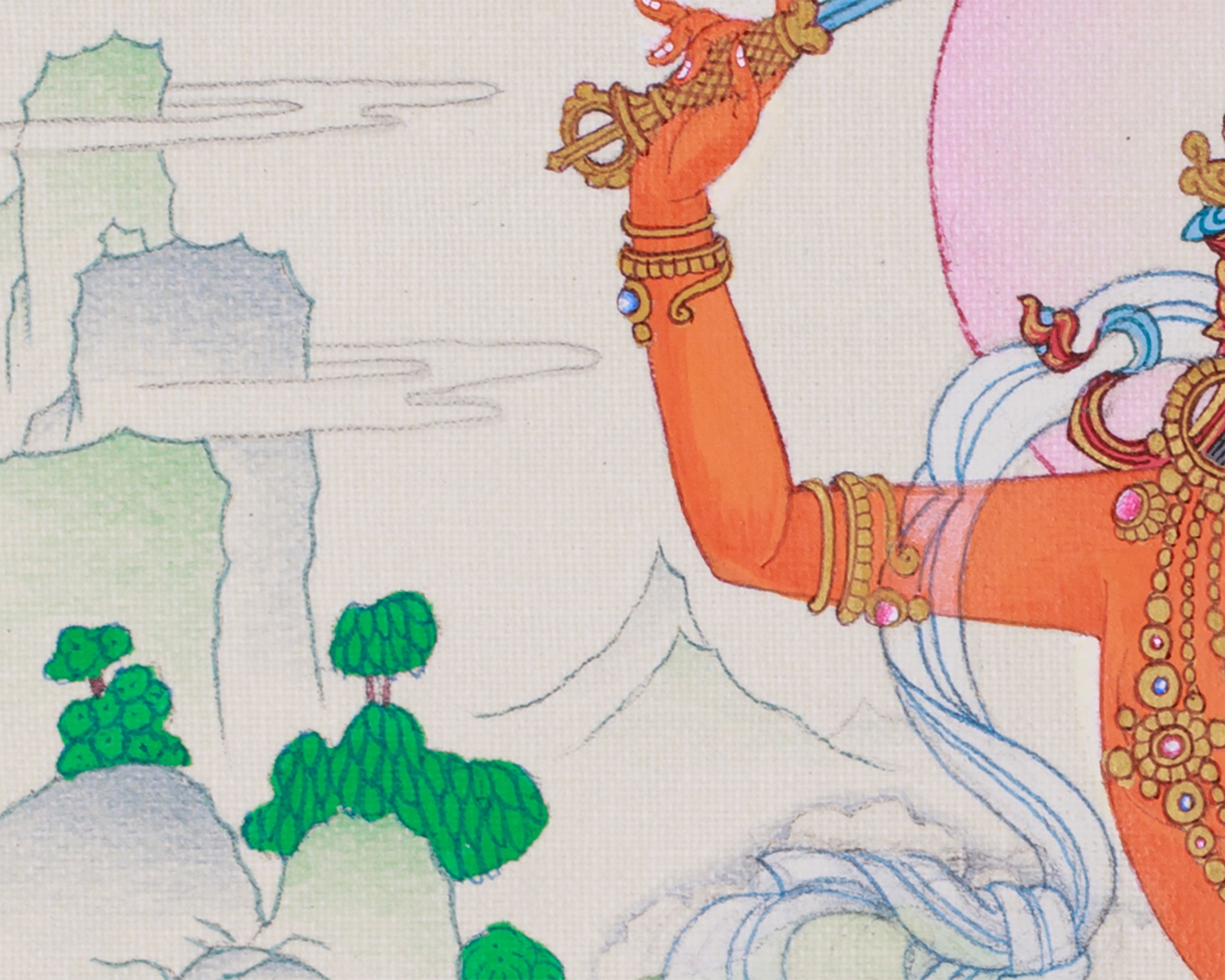 Tibetan Bodhisattva Manjushri Thangka | Small Canvas Artwork