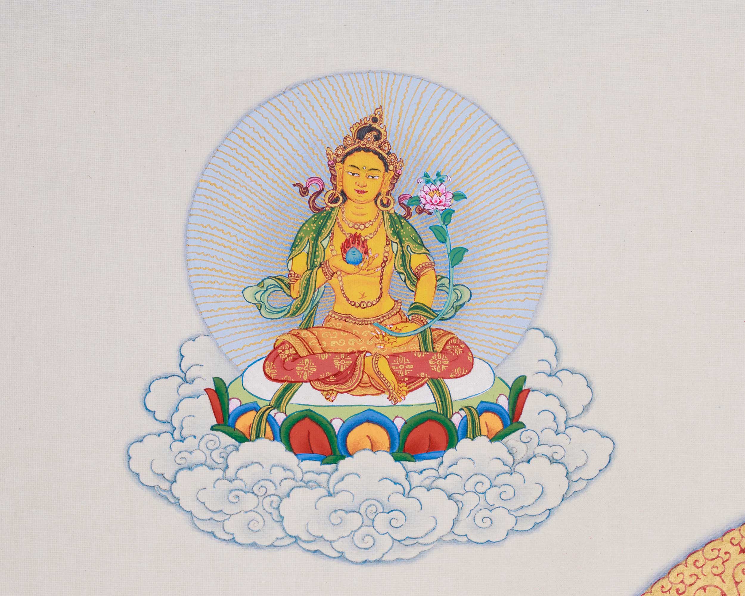 Tantric Form of Compassion, Gyalwa Gyasto | Red Chenrezig with Dakinis and Dhyani Buddhas