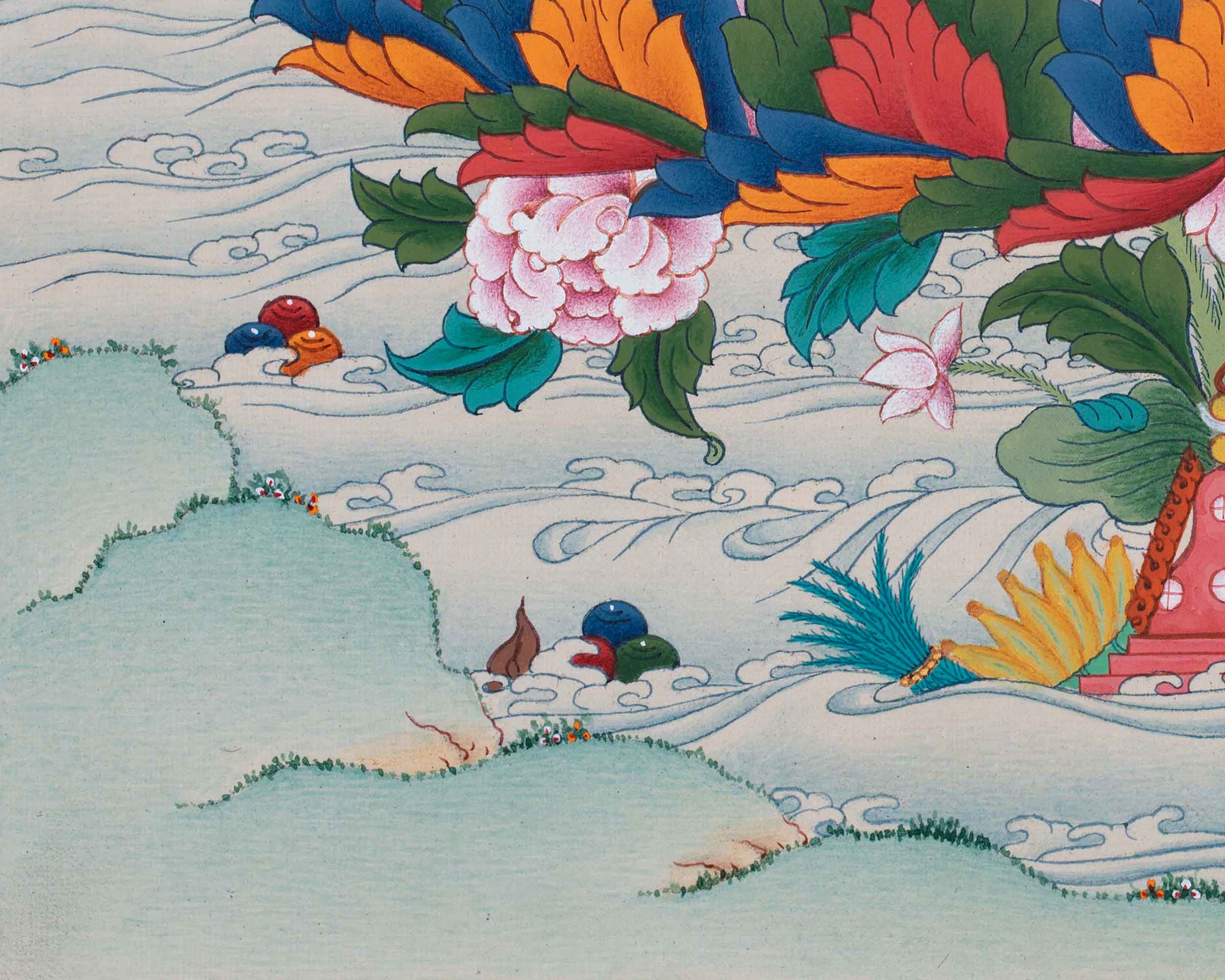 Guru Padmasambhava In Rainbow Body Form | Guru Rinpoche Thangka Print