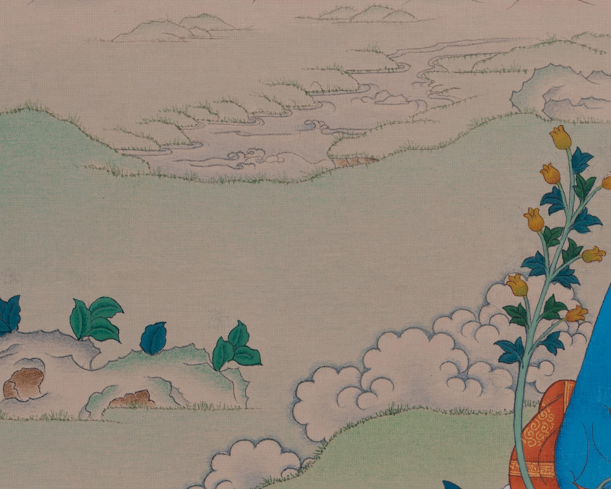Tibetan Bhaisajyaguru Thangka | Medicine Buddha | Healing Deity