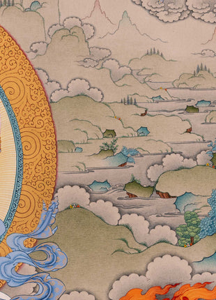 Four-Armed Avalokiteshvara Thangka Artwork Print | Traditional Bodhisattva Chenrezig on Cotton Canvas