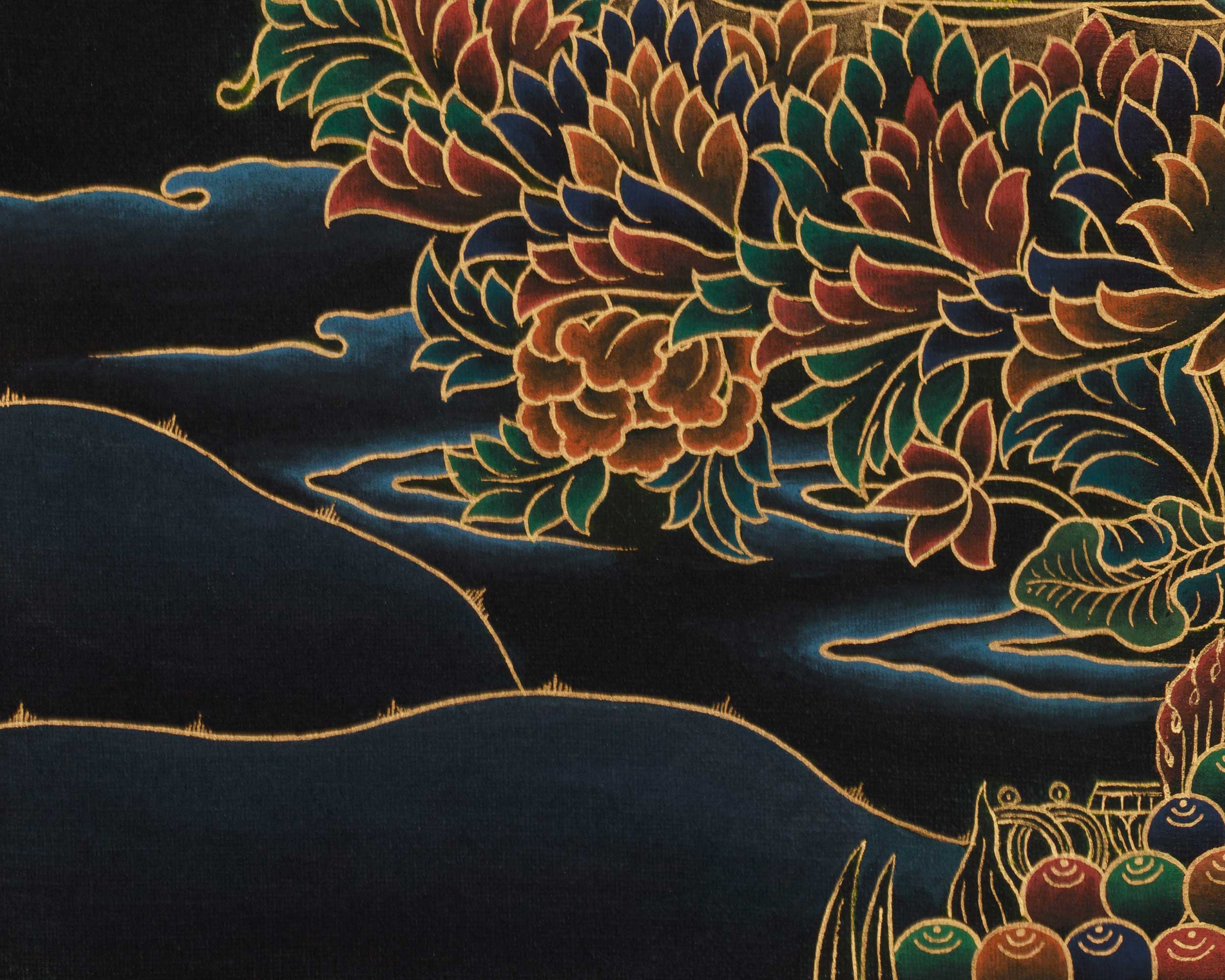 The Lotus-Born Guru Rinpoche | Peaceful Guru Padmasambhava Thangka