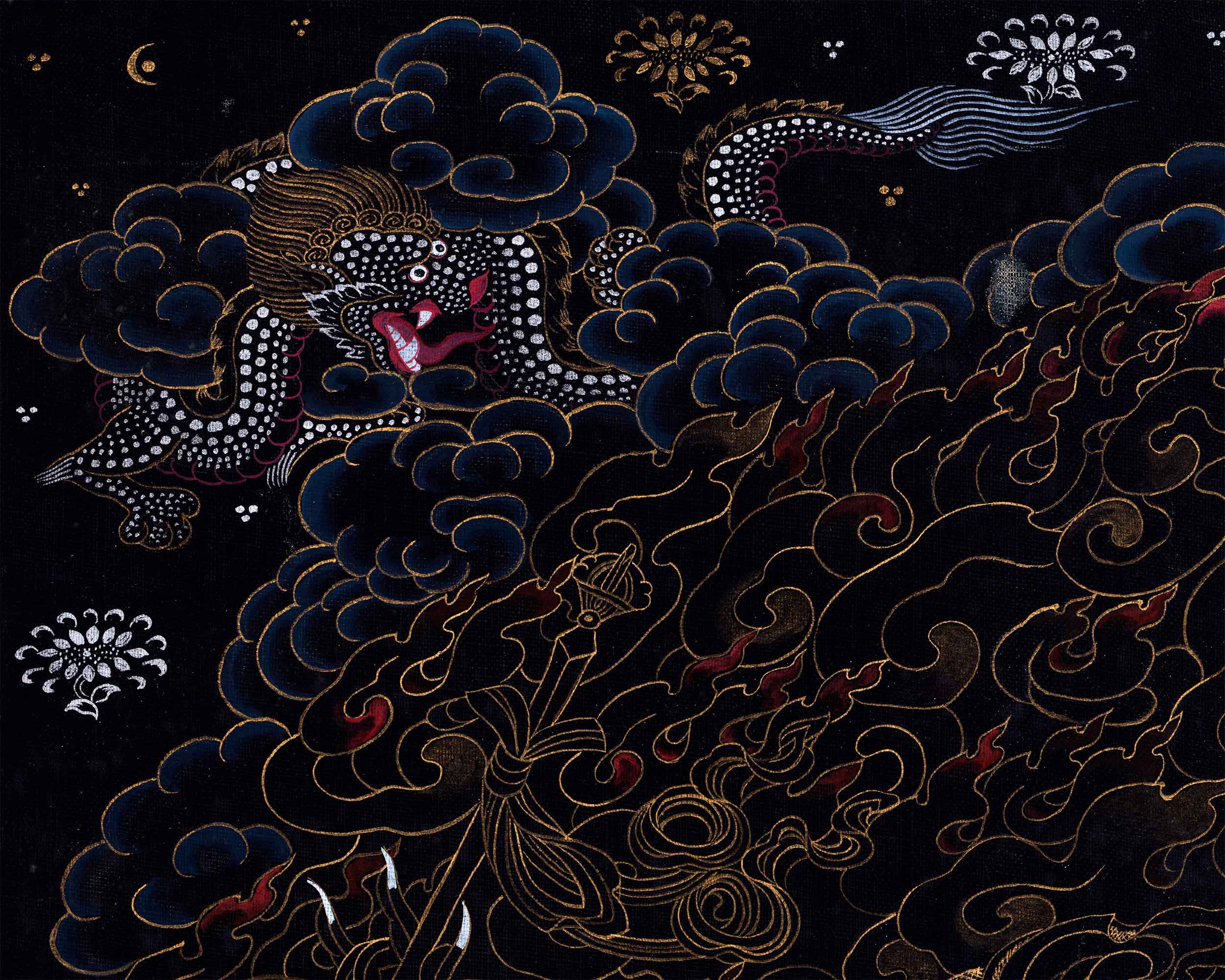 Divine Wrathful Palden Lhamo Thangka Print | Himalayan Artwork | Wall Decorative Art