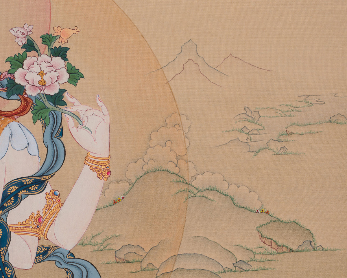 Chenrezig Thangka Painting | Sacred Tibetan Art of Infinite Compassion