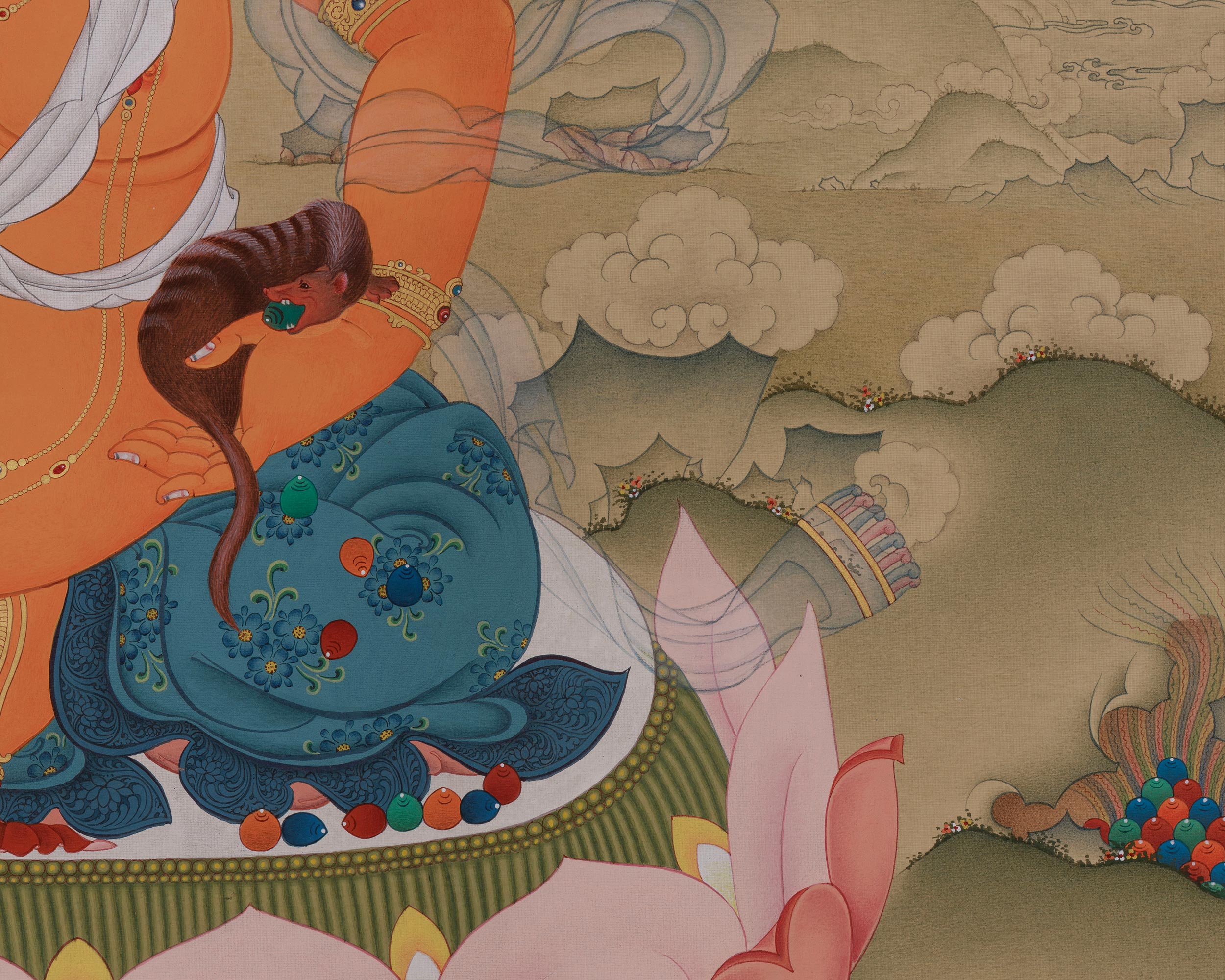 Sacred Dzambhala Prosperity Deity | Vajrayana Abundance Artwork